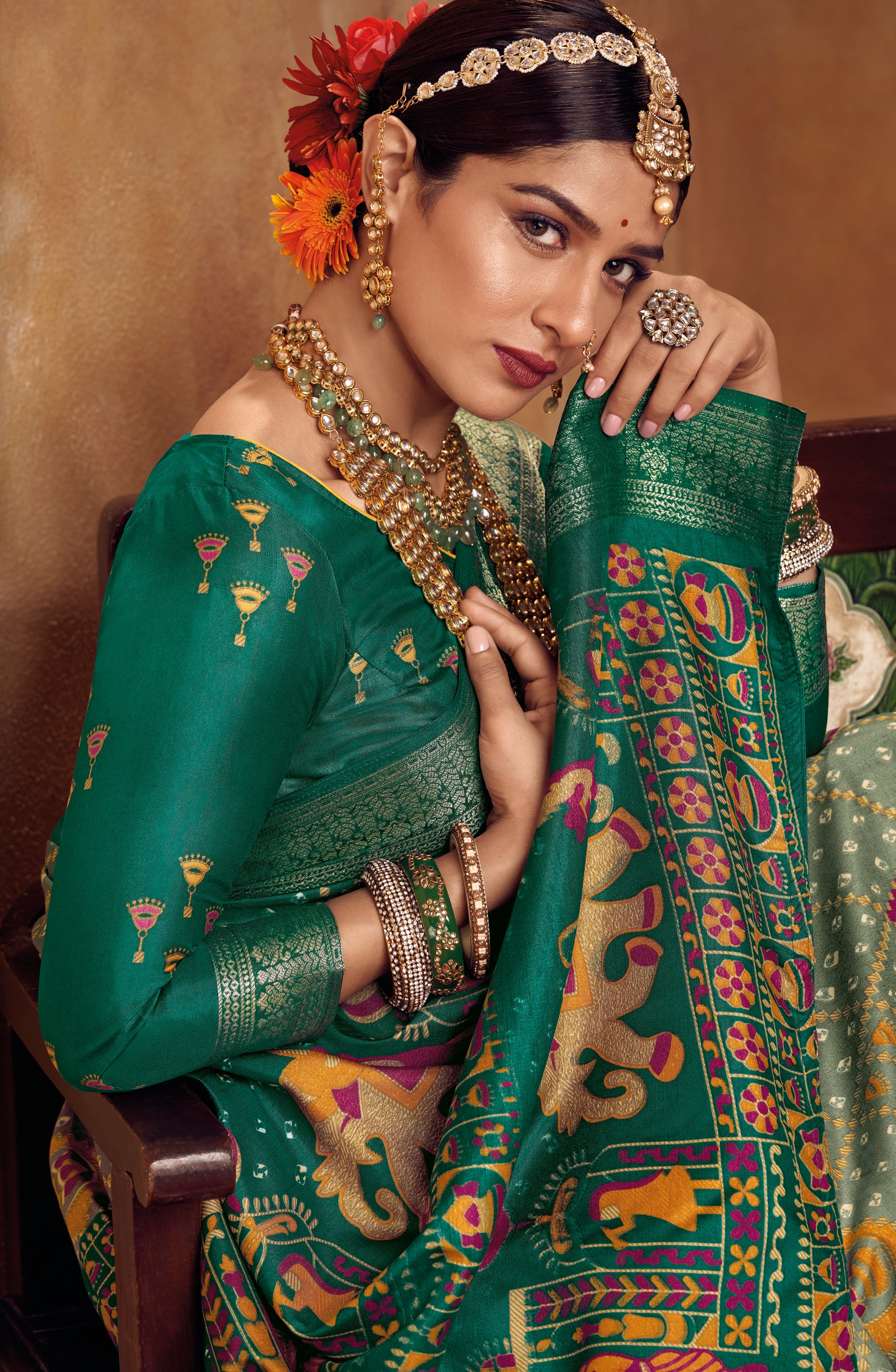 Green Color Bhagalpuri Silk Saree  -Darshik Collection YF#22119