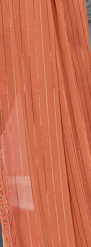 Rust Color Moss Chiffon Saree  - Jeeva Collection YF#21778 - YellowFashion.in