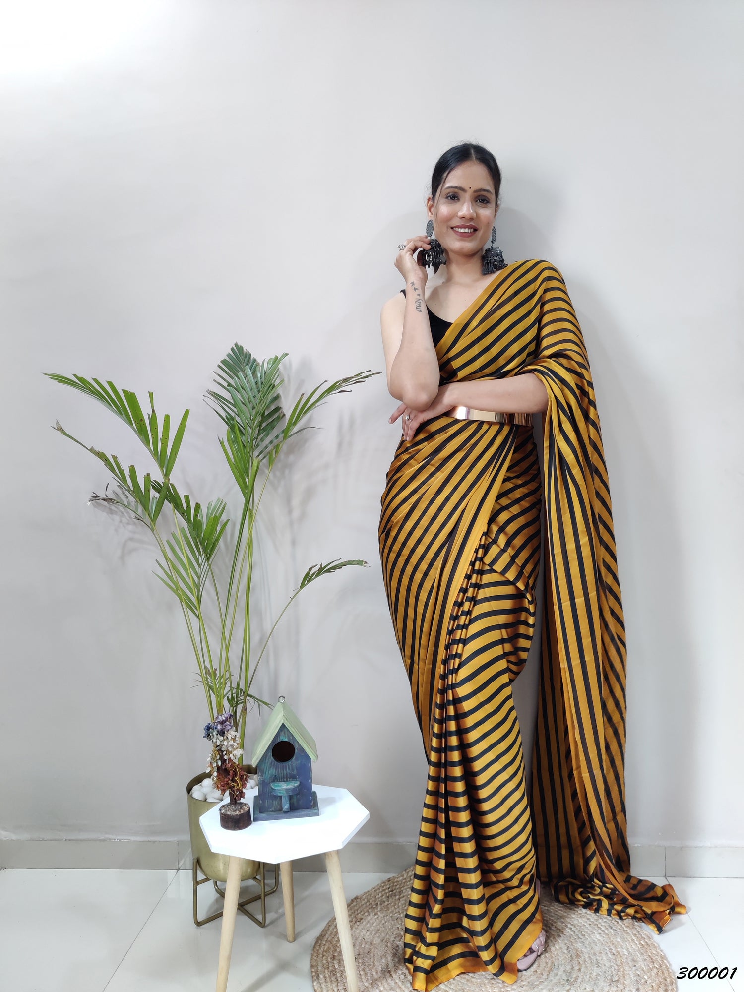 Mustard and Black Color Rangoli Silk Ready to Wear Saree  - Rashya  Collection YF#23622