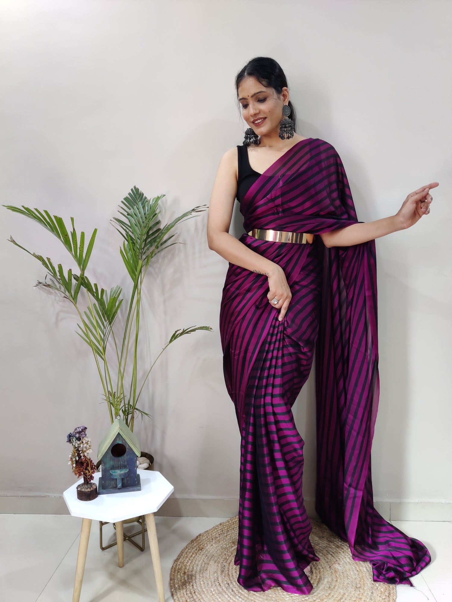 Purple and Black Color Rangoli Silk Ready to Wear Saree  - Rashya  Collection YF#23625