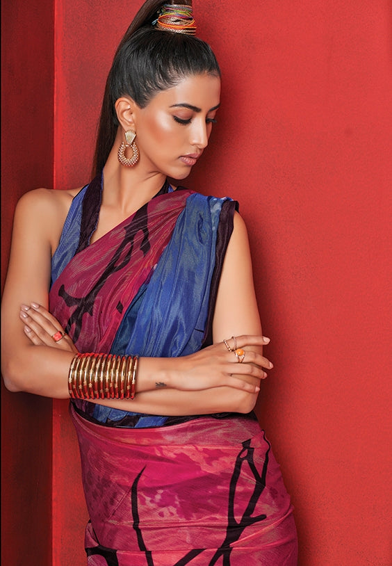 Pink and Blue Color Jiva Saree -Parvika  Collection YF#24215