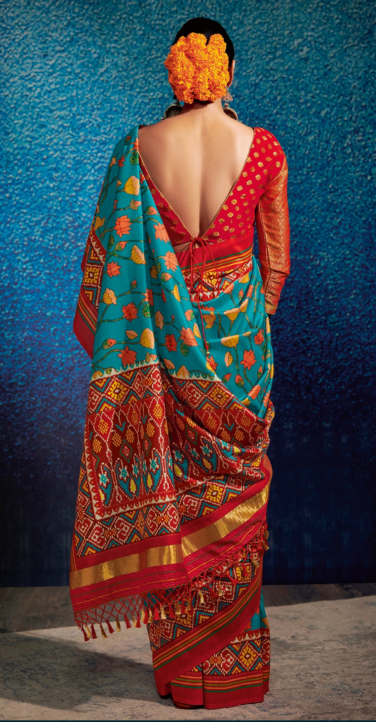 Firozi Color Kalamkari Tusser Silk Saree -Chitraa  Collection YF#24149
