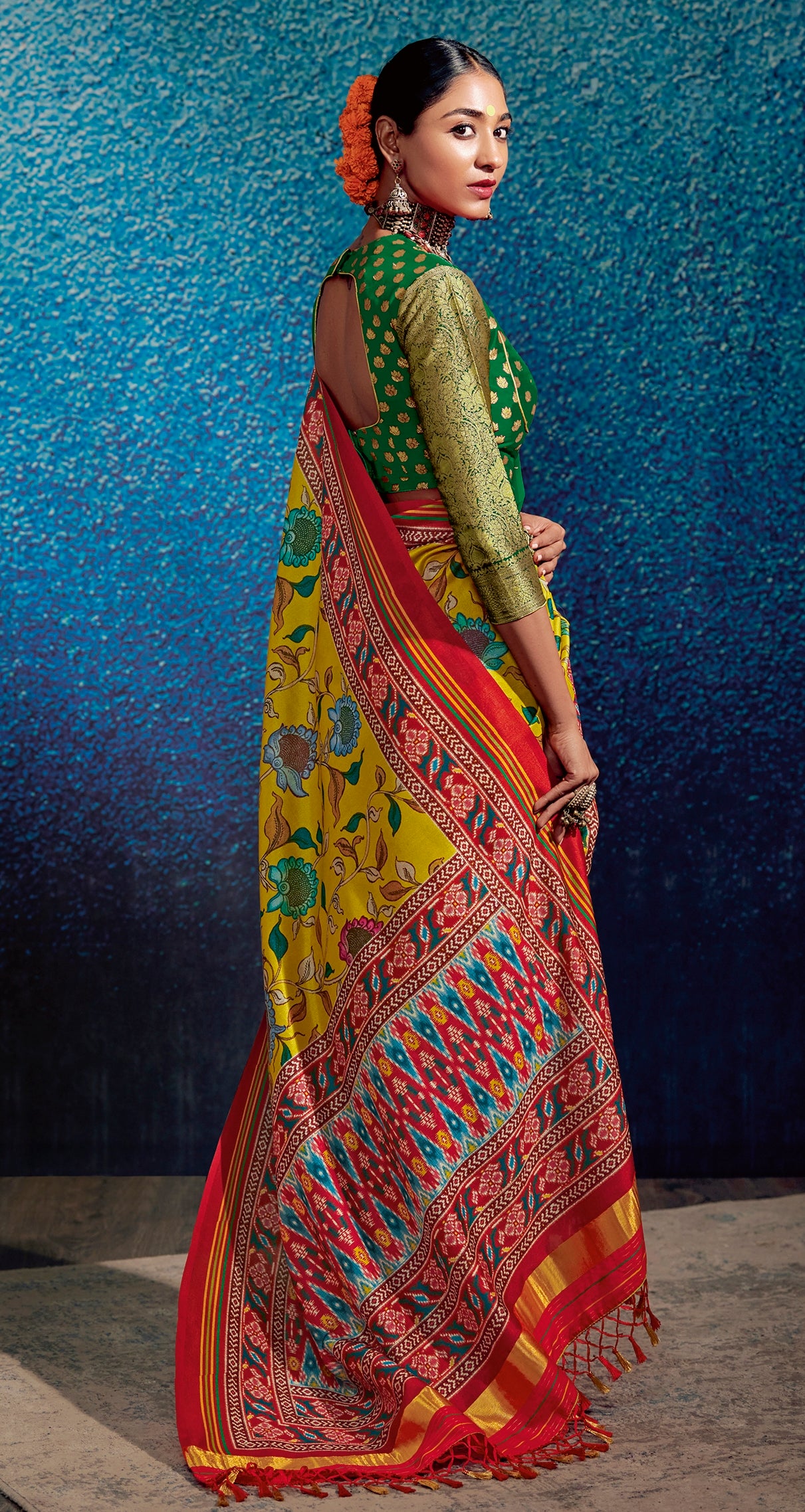 Yellow Color Kalamkari Tusser Silk Saree -Chitraa  Collection YF#24151