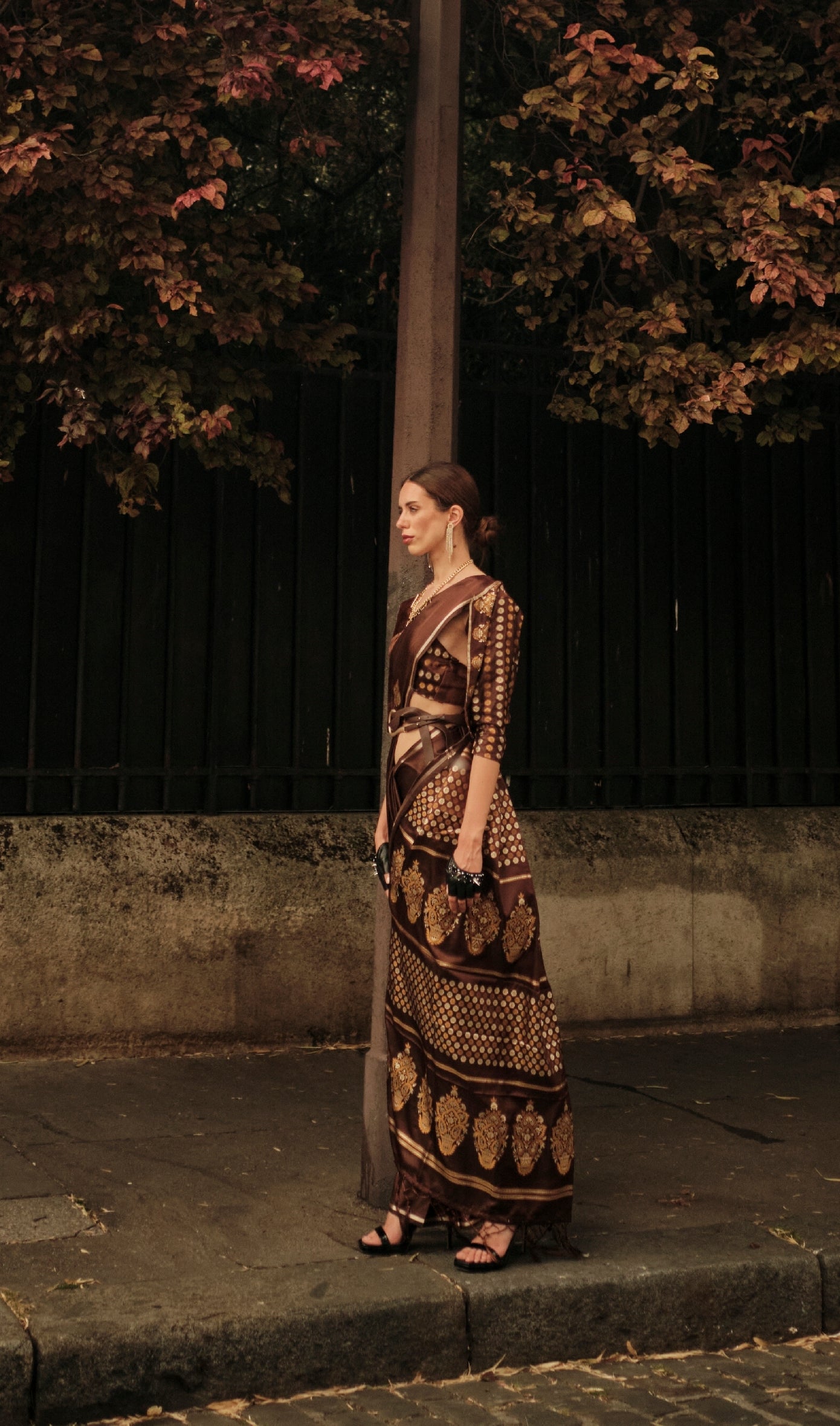Chocolate Brown Color Satin Handloom Weaving Saree -Falak Collection YF#24316