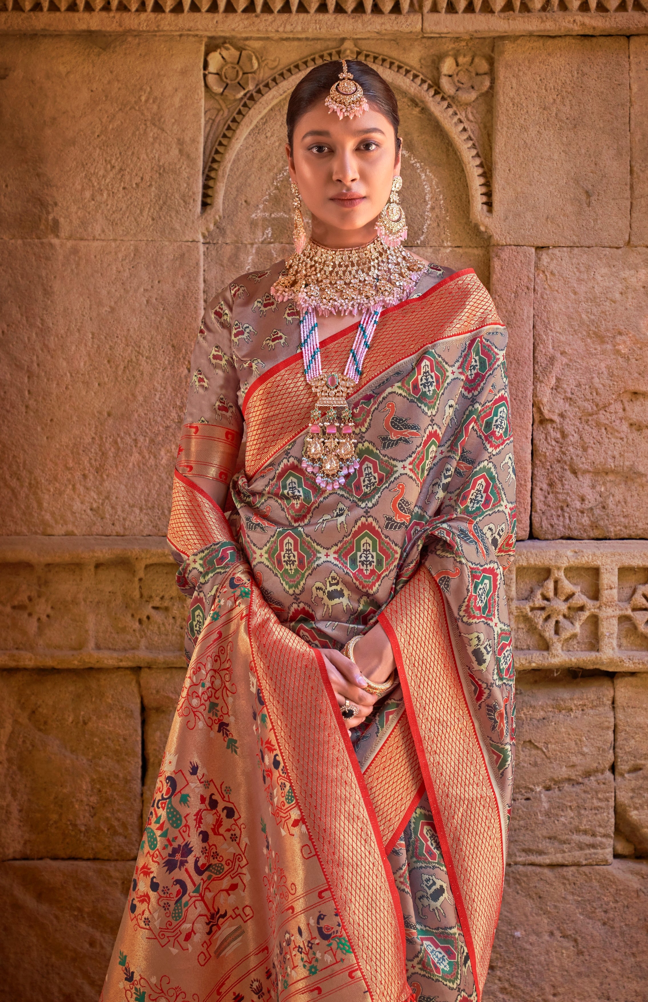 Dusky Pink Color Digital Printed Paithani Silk Saree -Shavan  Collection YF#24155
