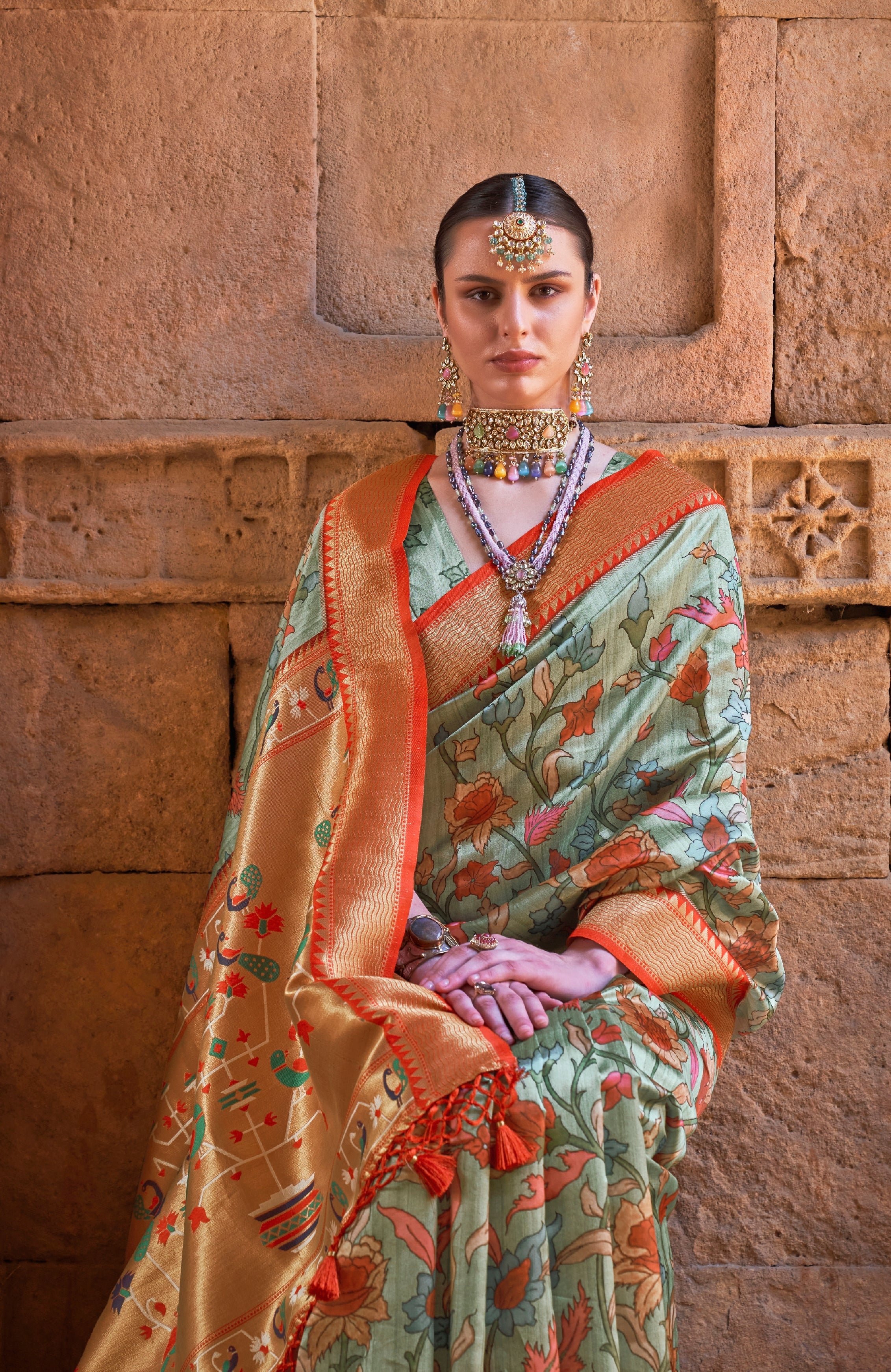Green Color Digital Printed Paithani Silk Saree -Shavan  Collection YF#24156