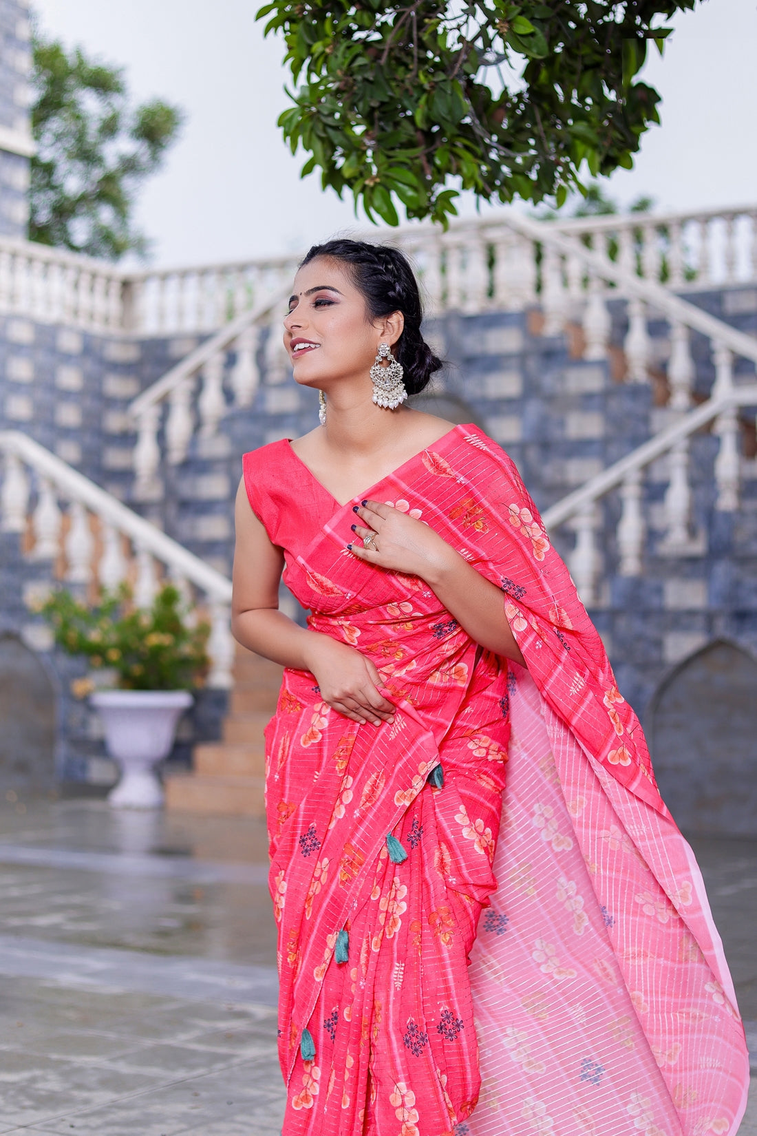 Pink Color Faux Georgette Saree  - Shahin Collection YF#23904