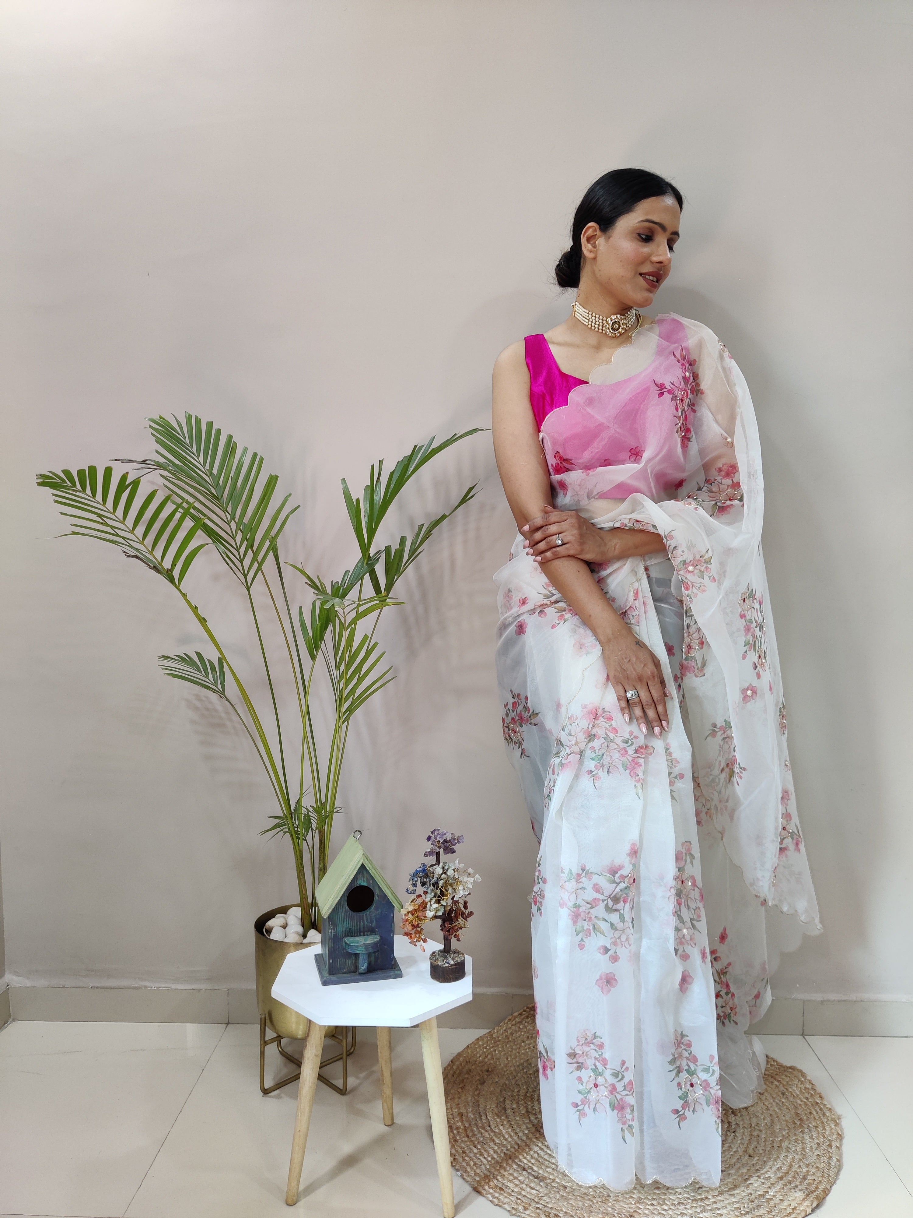 Buy White Crepe Floral Foil Print Saree For Women by Masaba Online at Aza  Fashions.