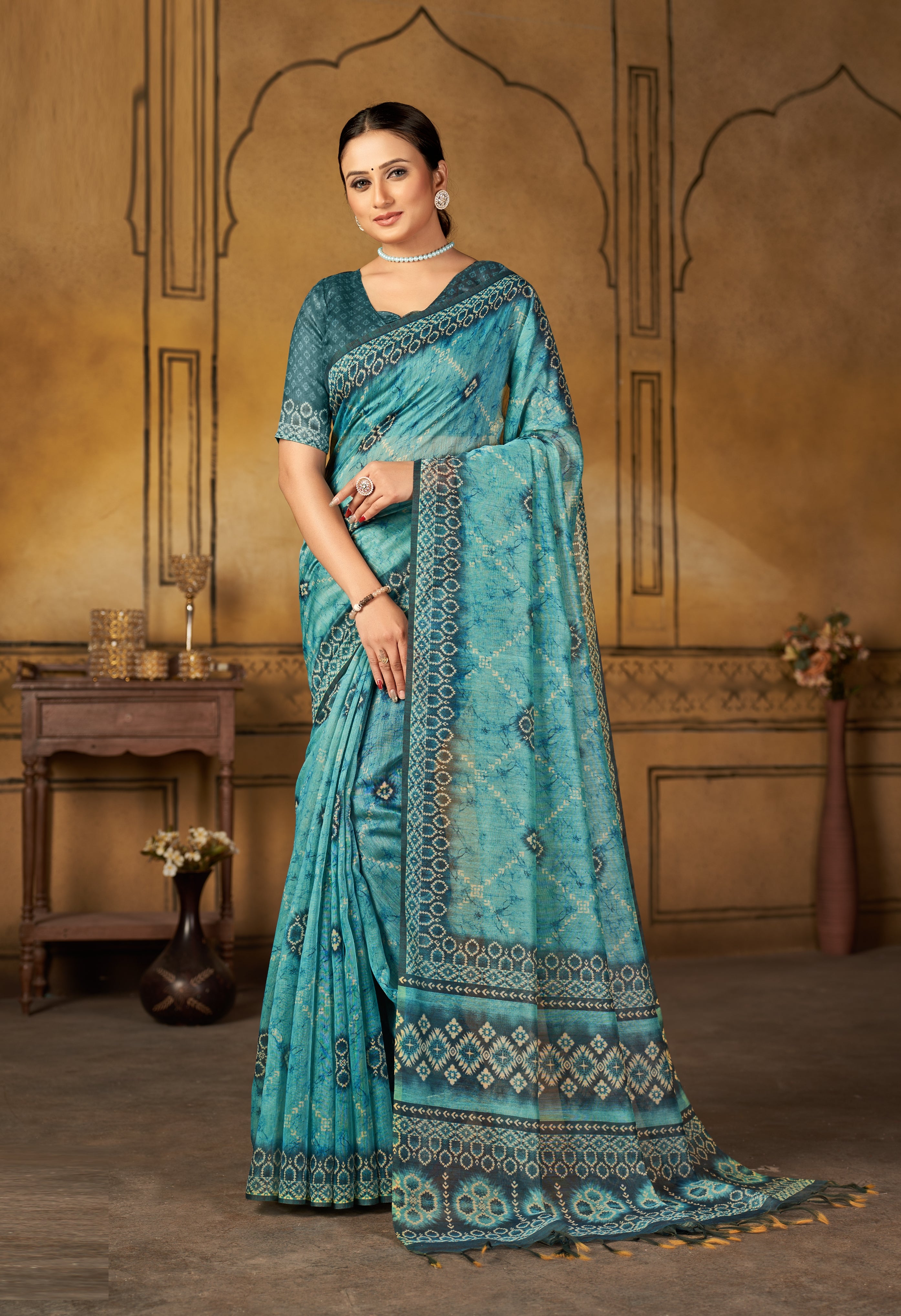 Blue Color Chanderi Silk Saree -Aniha  Collection YF#23826