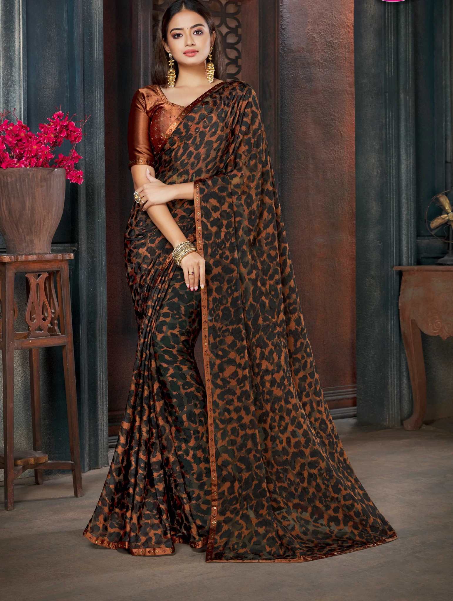 Brown and Black Color Brasso  Saree  - Vamith Collection YF#19166 - YellowFashion.in by Ozone Shield
