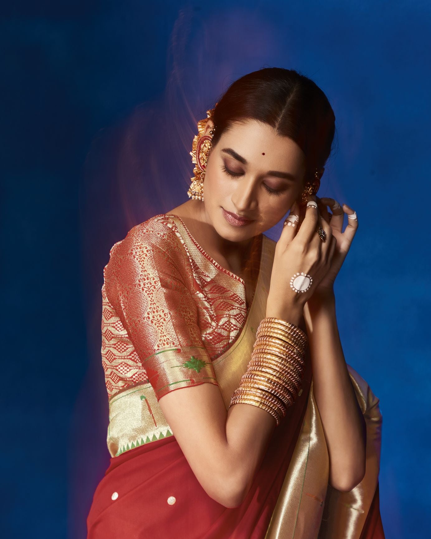 Brick Red Color Paithani Silk Saree -Ravit Collection YF#23410