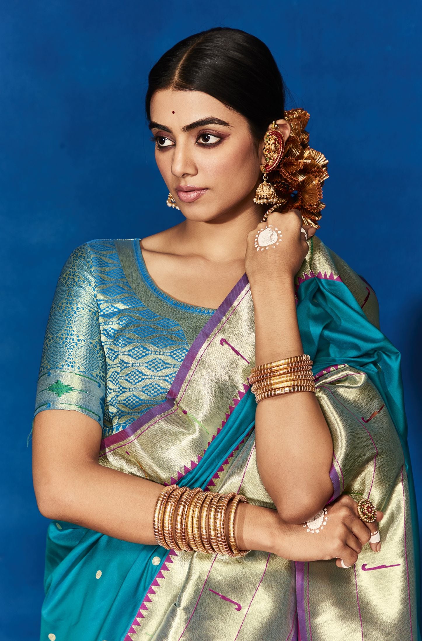 Firozi Color Paithani Silk Saree -Ravit Collection YF#23414