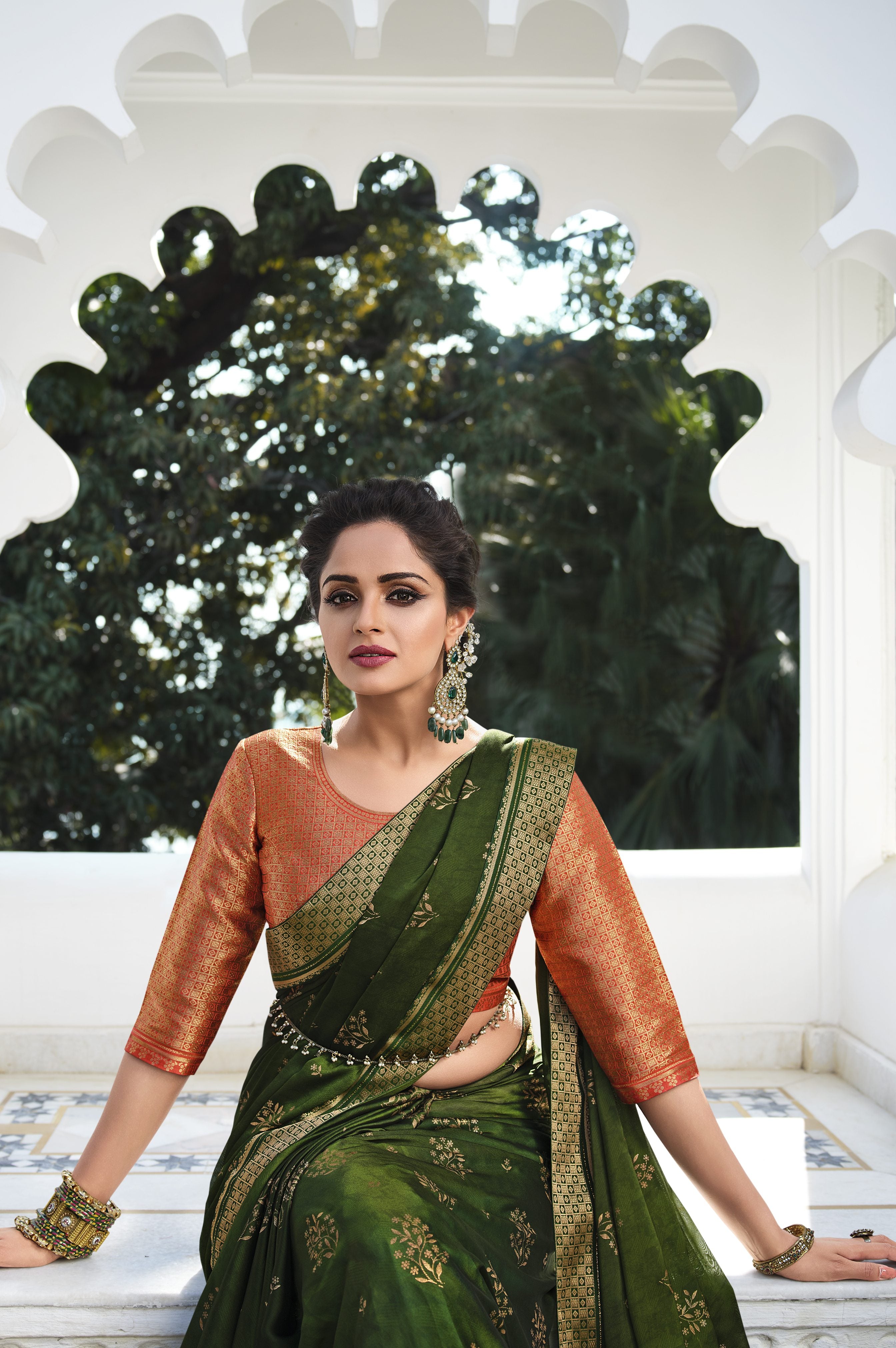 Green Color Georgette Silk Saree  - Sidnaz Collection YF#20531 - YellowFashion.in by Ozone Shield