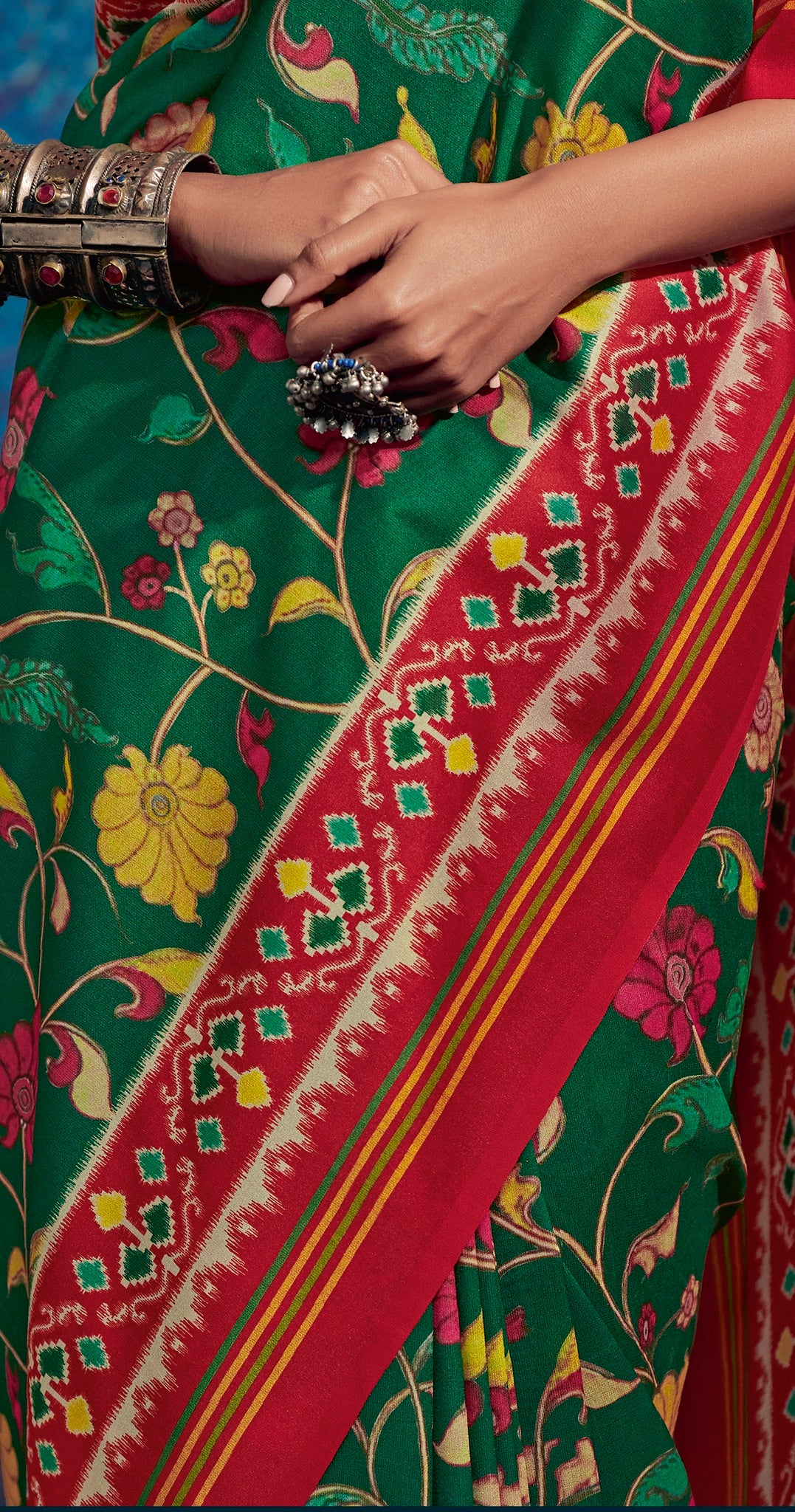 Bottle Green Color Kalamkari Tusser Silk Saree -Chitraa  Collection YF#24148