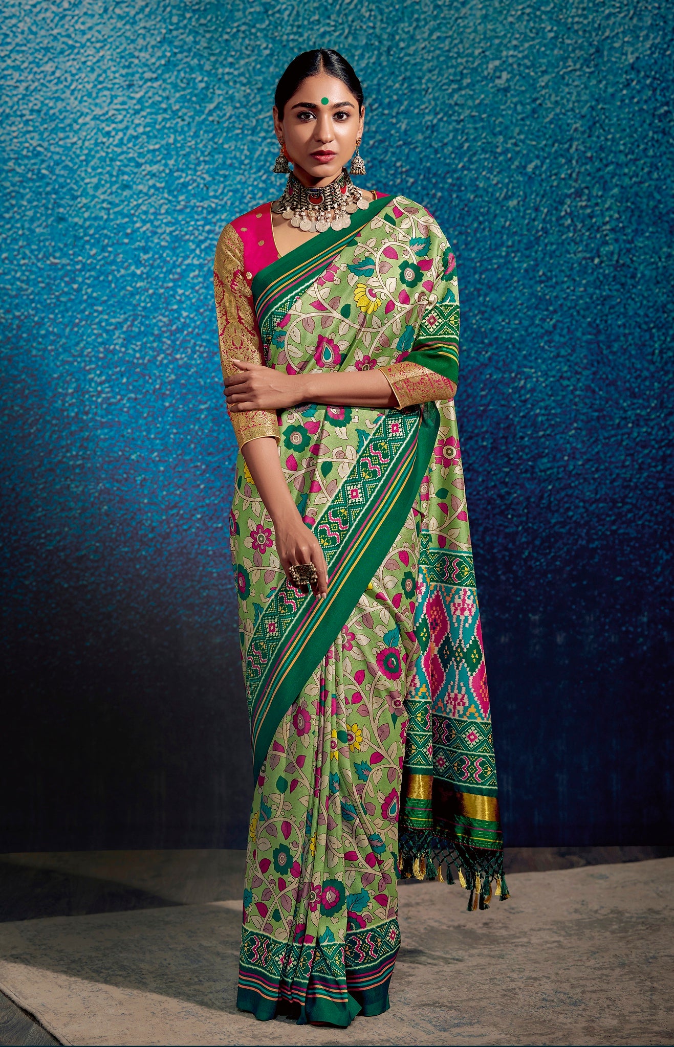 Green Color Kalamkari Tusser Silk Saree -Chitraa  Collection YF#24150