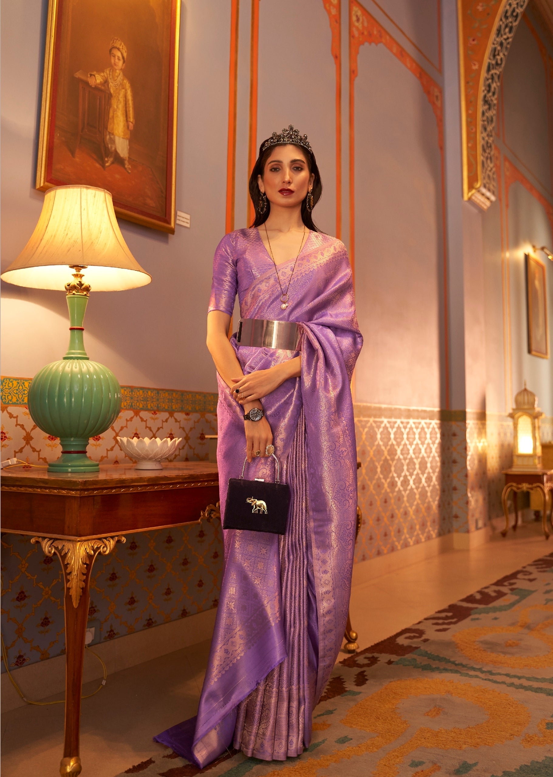 Purple Color Satin Weaving Silk -  Svarna  Collection  YF#20835 - YellowFashion.in by Ozone Shield