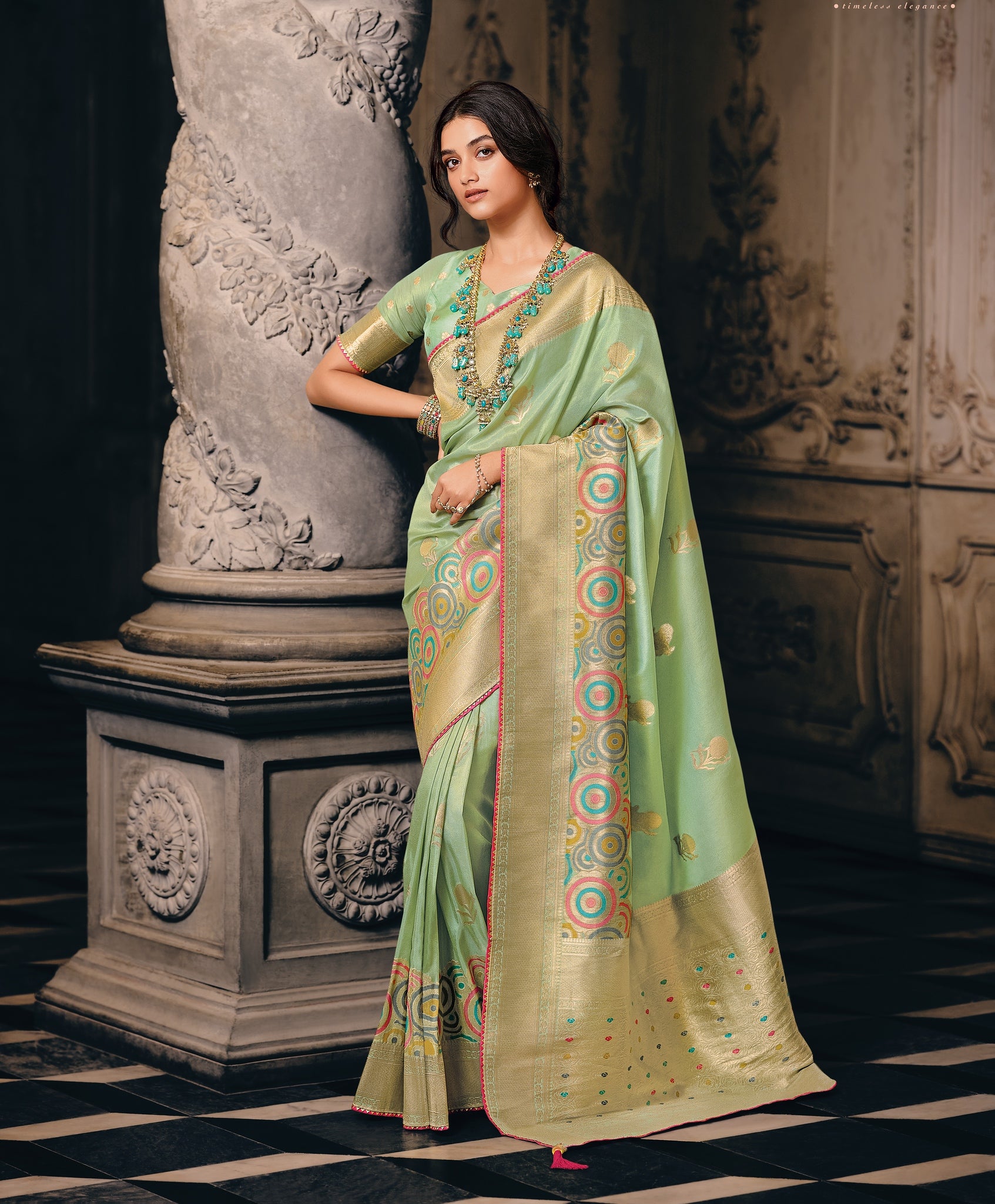 Pista Green Color Pure Tissue With Mina Weaving Saree - Antara  Collection YF#22937
