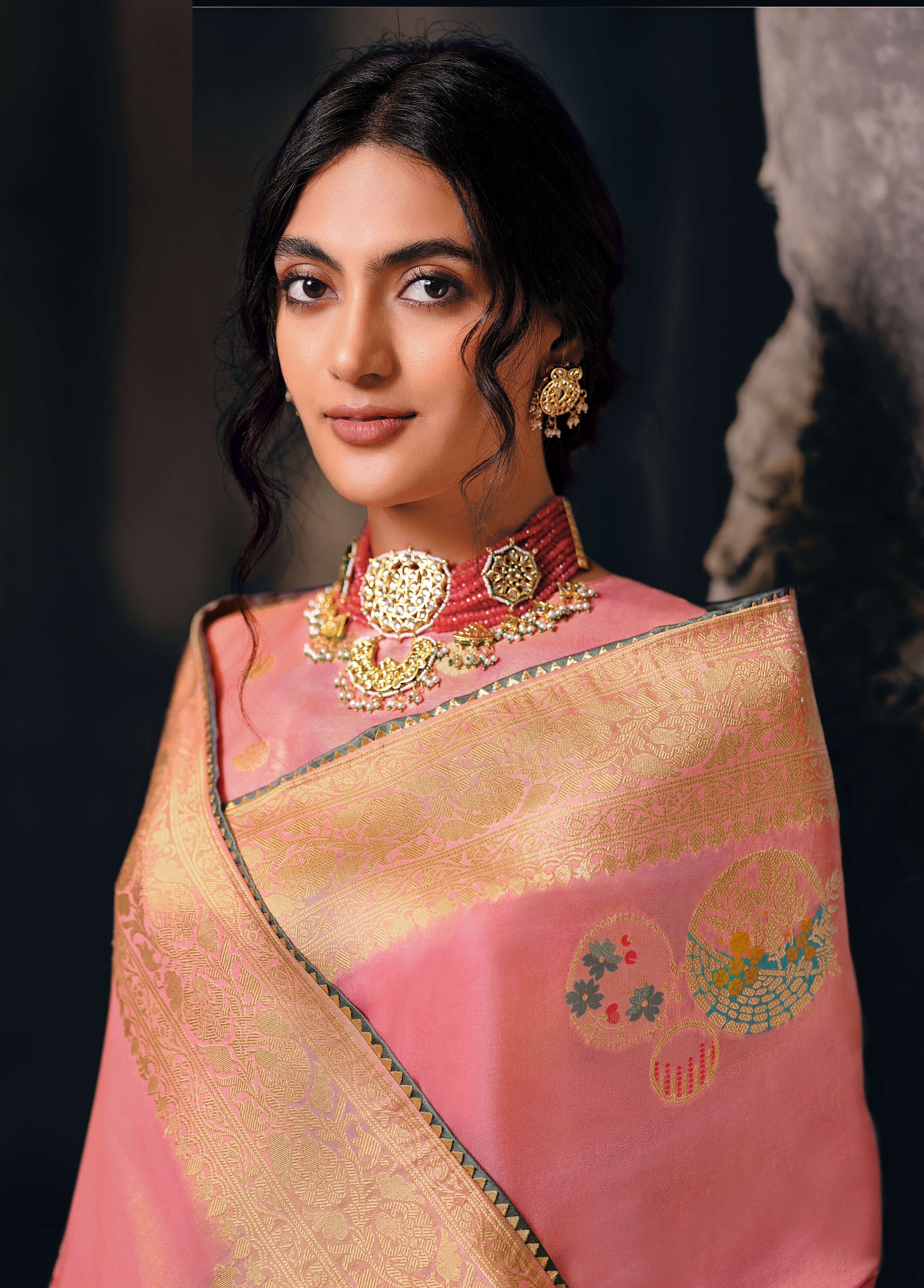 Pink Color Pure Tissue With Mina Weaving Saree - Antara  Collection YF#22938