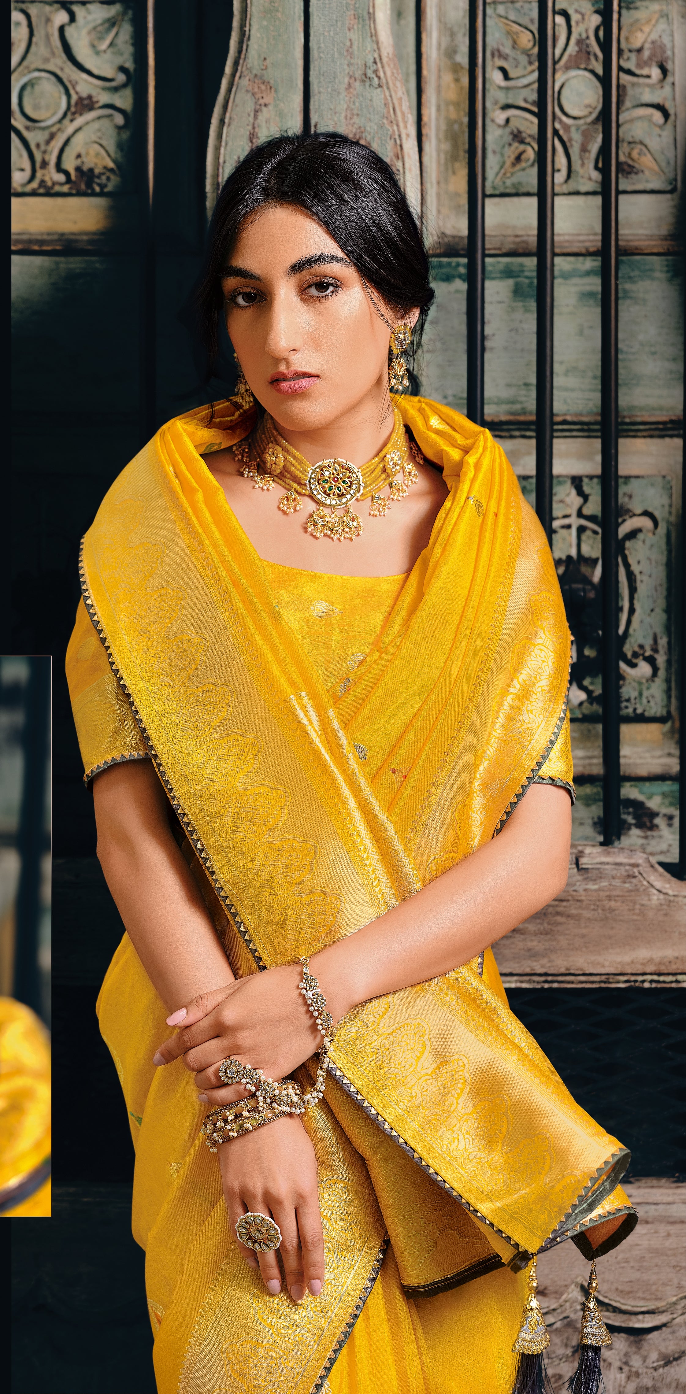 Yellow Color Pure Tissue With Mina Weaving Saree - Antara  Collection YF#22940
