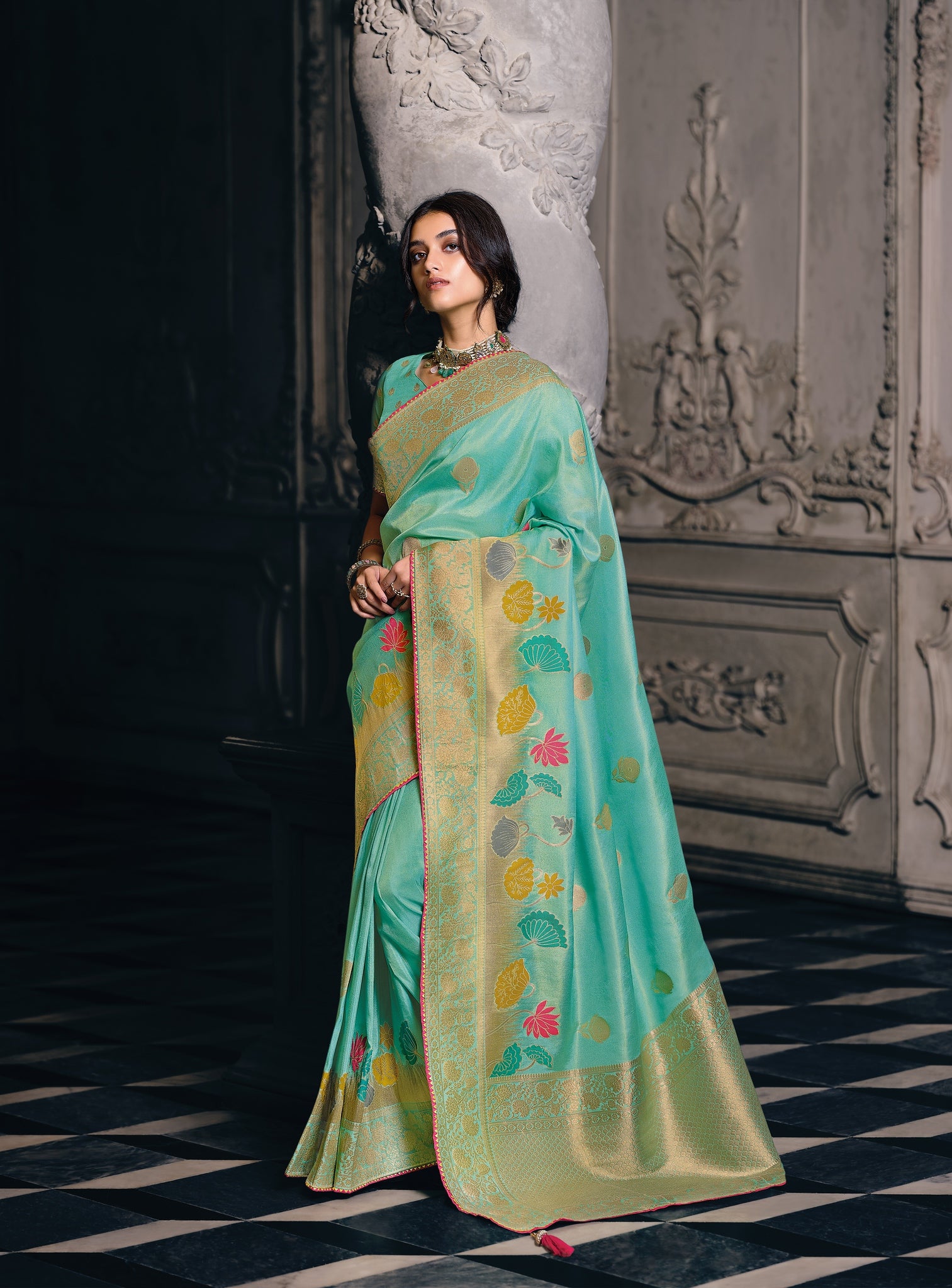 Blue Color Pure Tissue With Mina Weaving Saree - Antara  Collection YF#22943