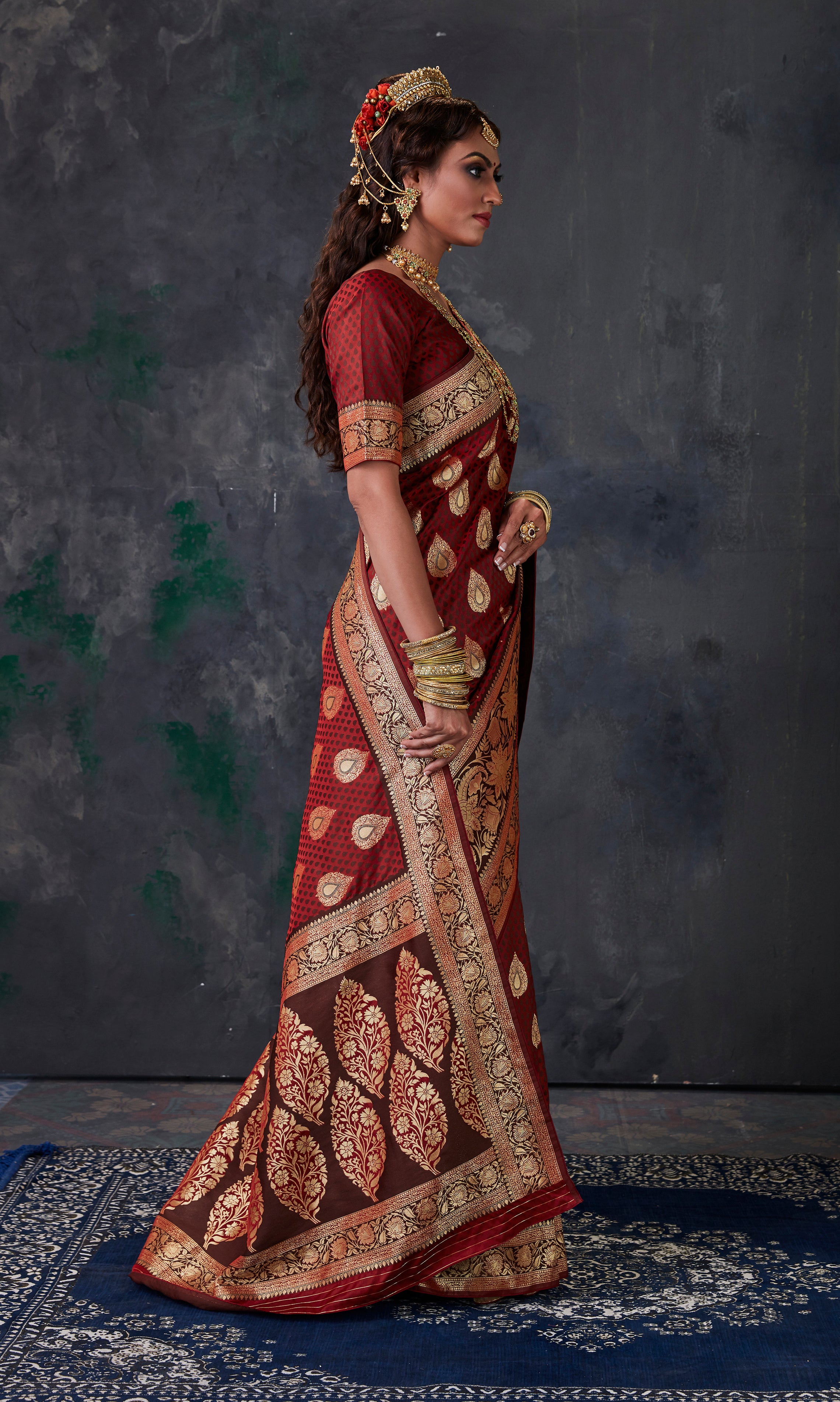 Reddish Maroon Color Banarasi silk Traditional Wear Saree -  Nistha  Collection YF#18205 - YellowFashion.in