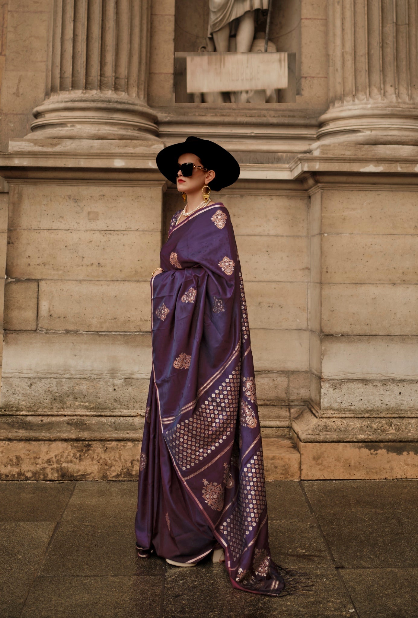 Violet Color Satin Handloom Weaving Saree -Falak Collection YF#24317