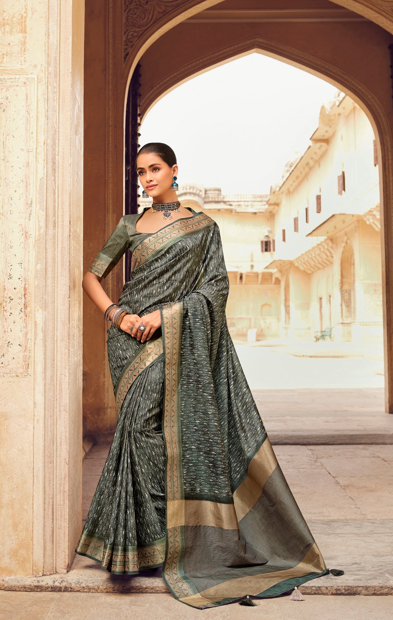 Grey Color Chappa Silk   Traditional Wear Silk Saree - Prerana Collection YF#22917