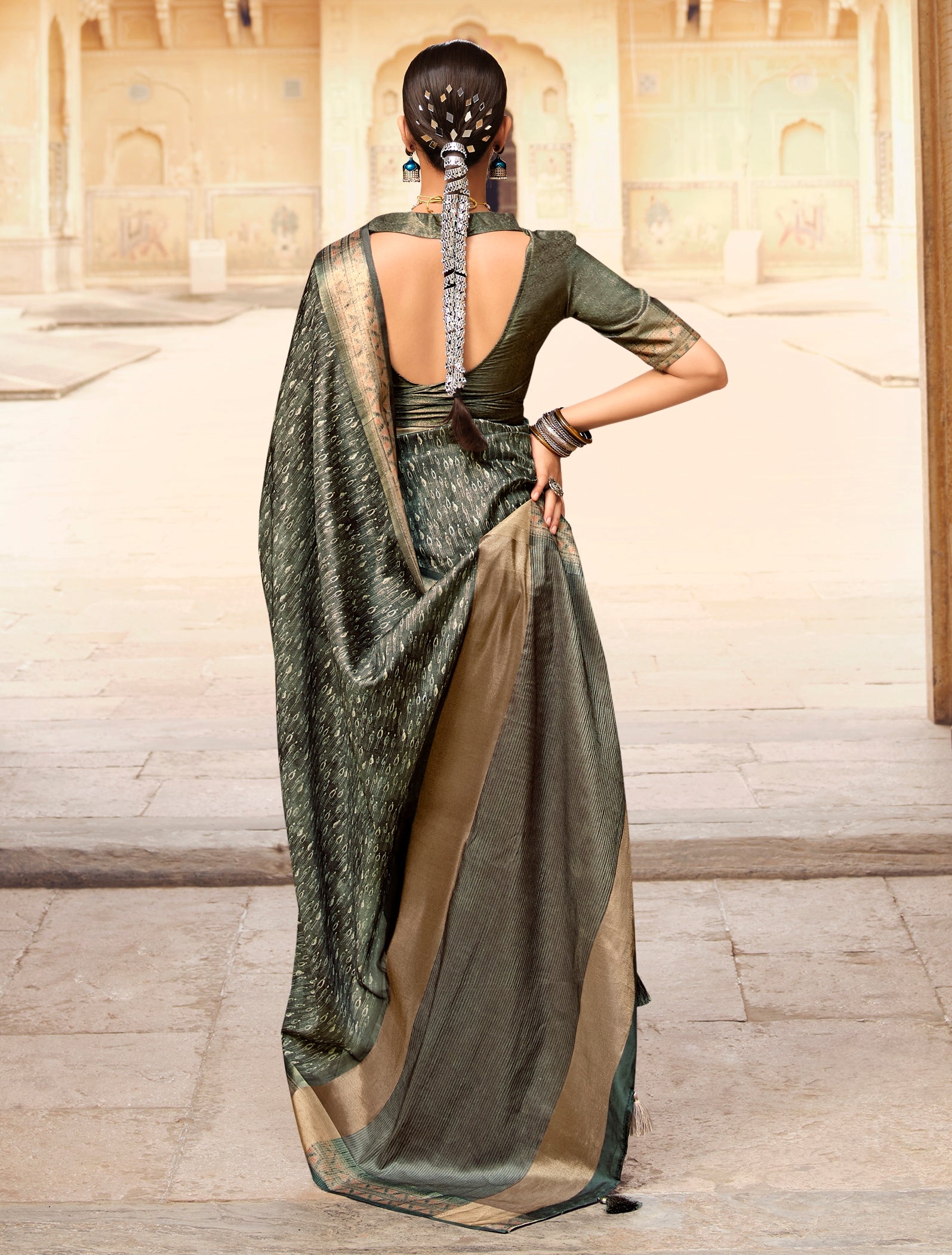 Grey Color Chappa Silk   Traditional Wear Silk Saree - Prerana Collection YF#22917