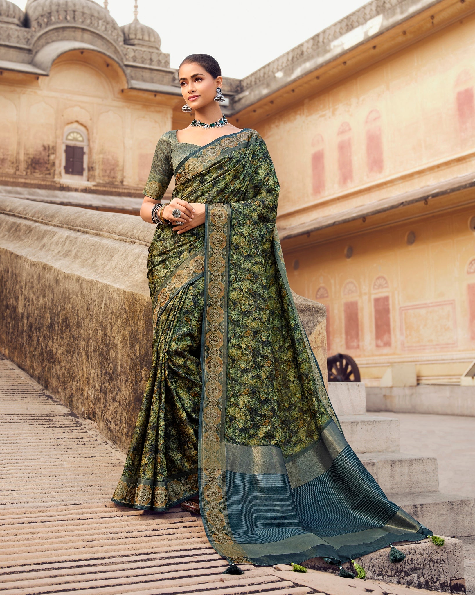 Green and Blue Color Chappa Silk   Traditional Wear Silk Saree - Prerana Collection YF#22922