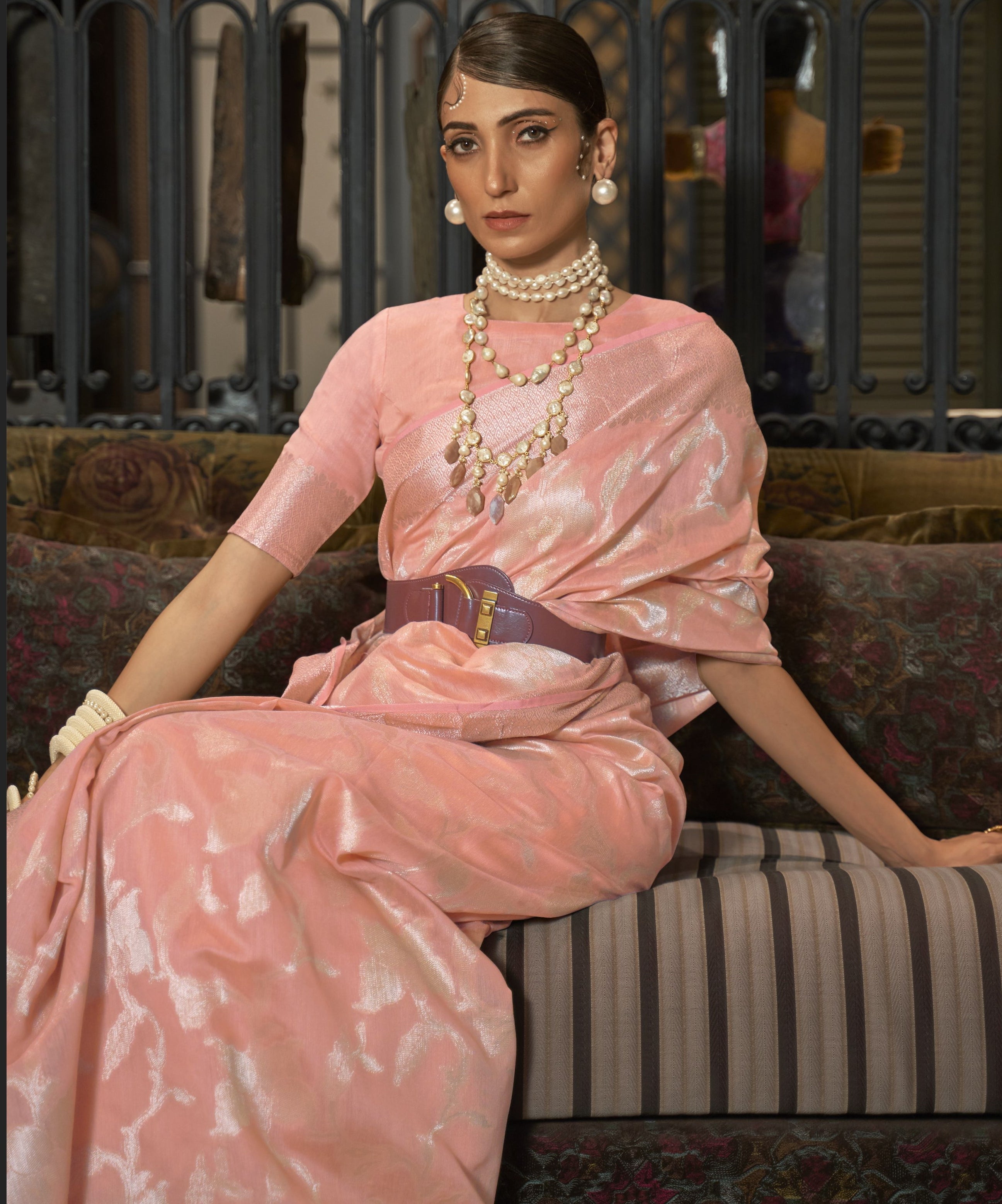 Peach Pink Color Modal Silk - Vaahi Collection YF#21782 - YellowFashion.in