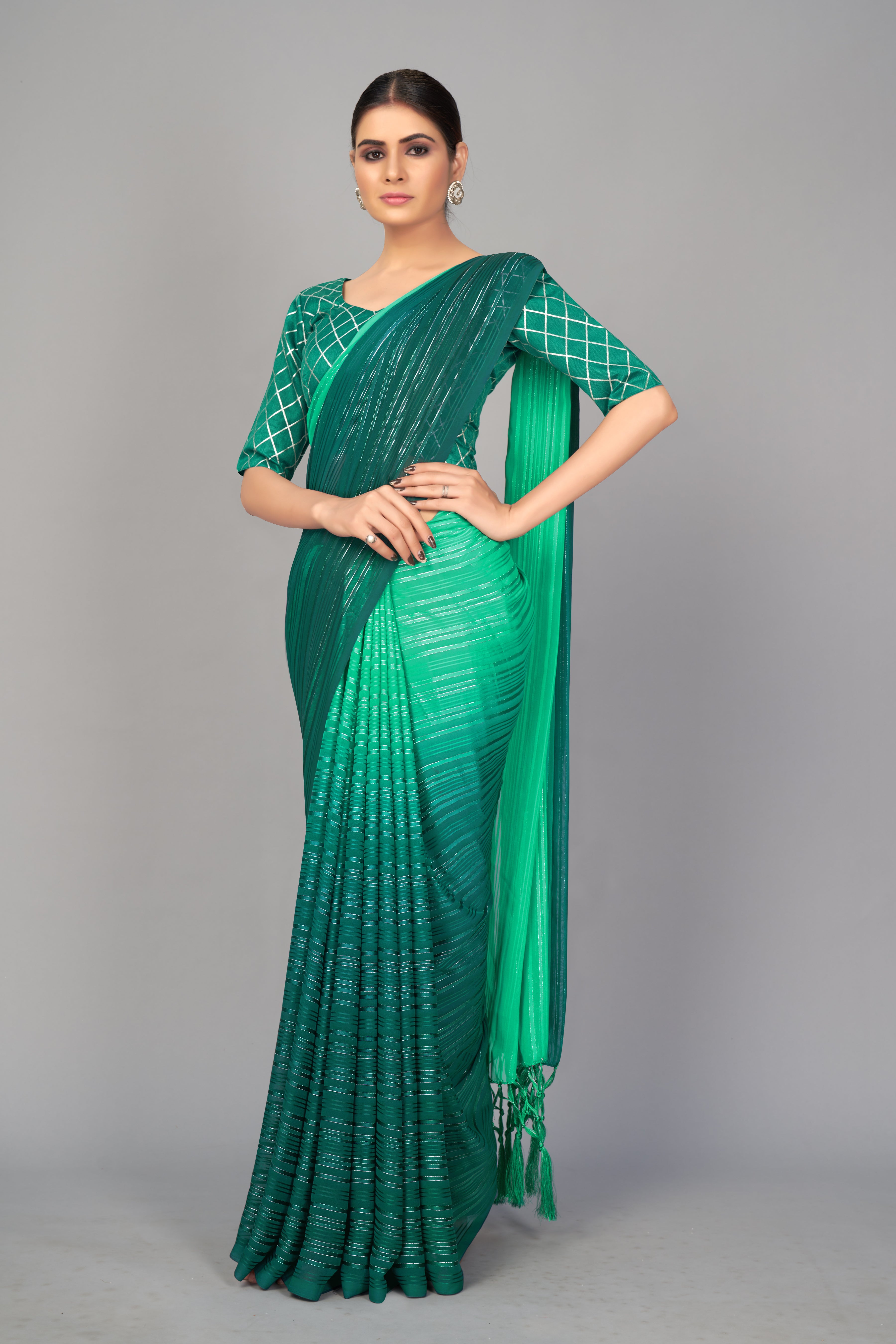 Shades of Green Color Silk Blend Party Wear Saree - Zarina  Collection YF#18674 - YellowFashion.in by Ozone Shield