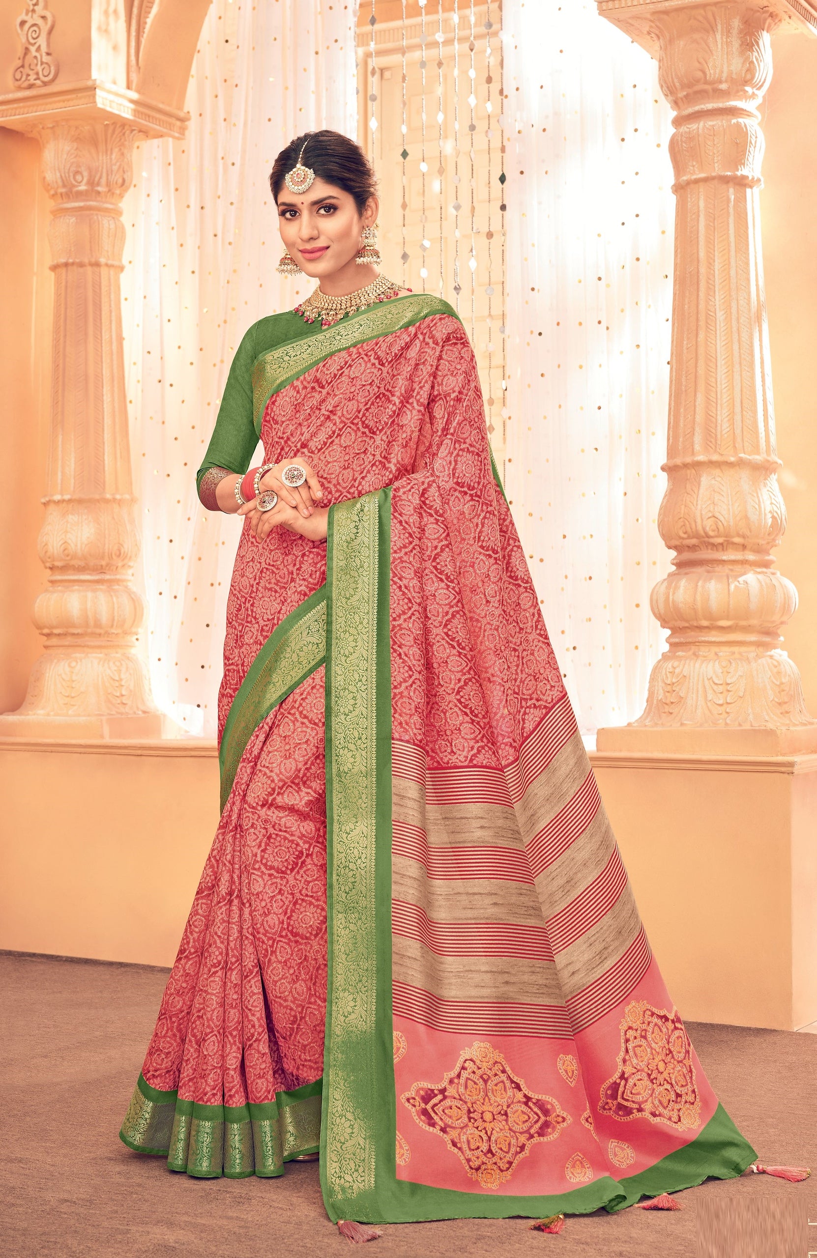 Pink Color Bhagalpuri Silk Saree  - Nived Collection YF#21685 - YellowFashion.in by Ozone Shield