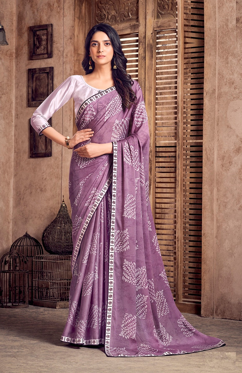 Lilac Color Georgette Silk Saree -  Akvira  Collection YF#24325