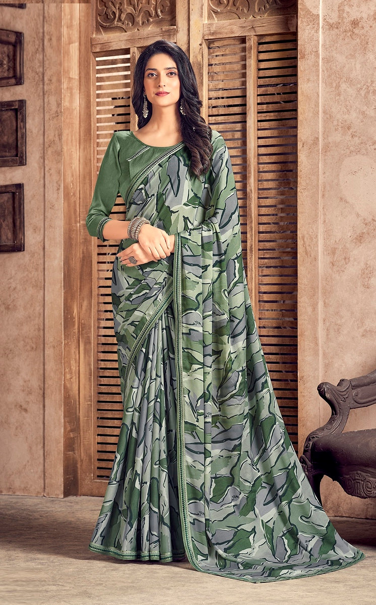 Shades of Green Color Georgette Silk Saree -  Akvira  Collection YF#24336