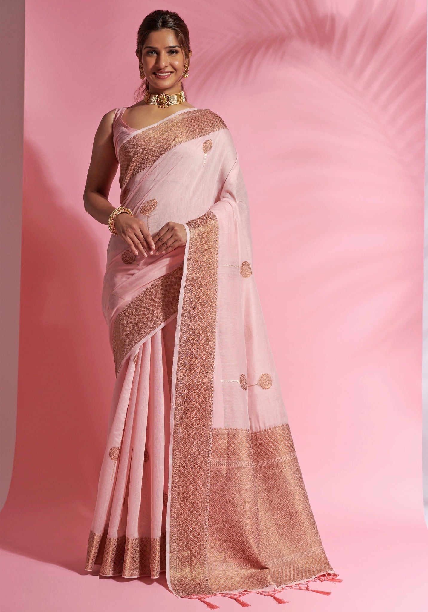 Pink Color Modal Cotton   Traditional Wear Silk Saree -Zareena  Collection YF#22898