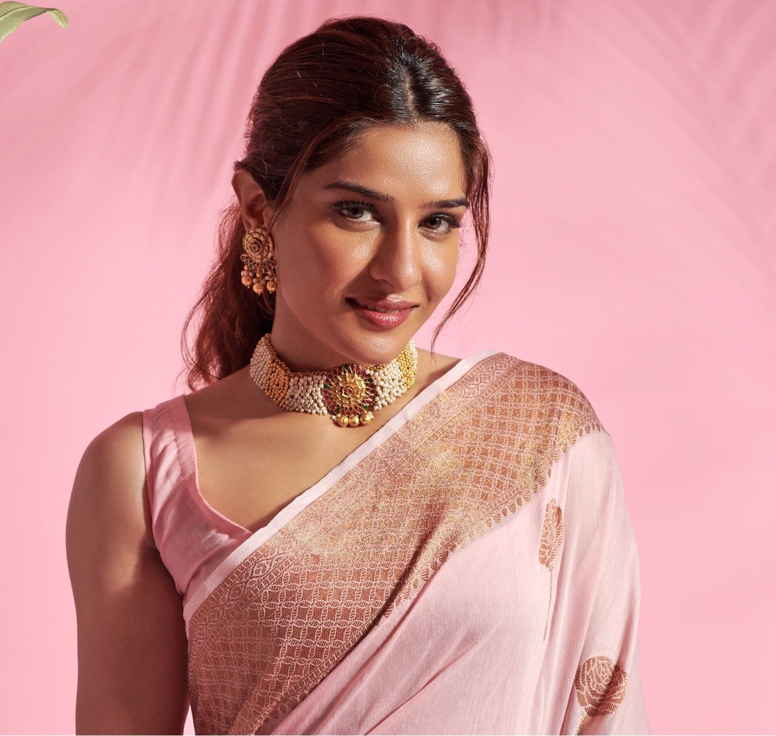 Pink Color Modal Cotton   Traditional Wear Silk Saree -Zareena  Collection YF#22898