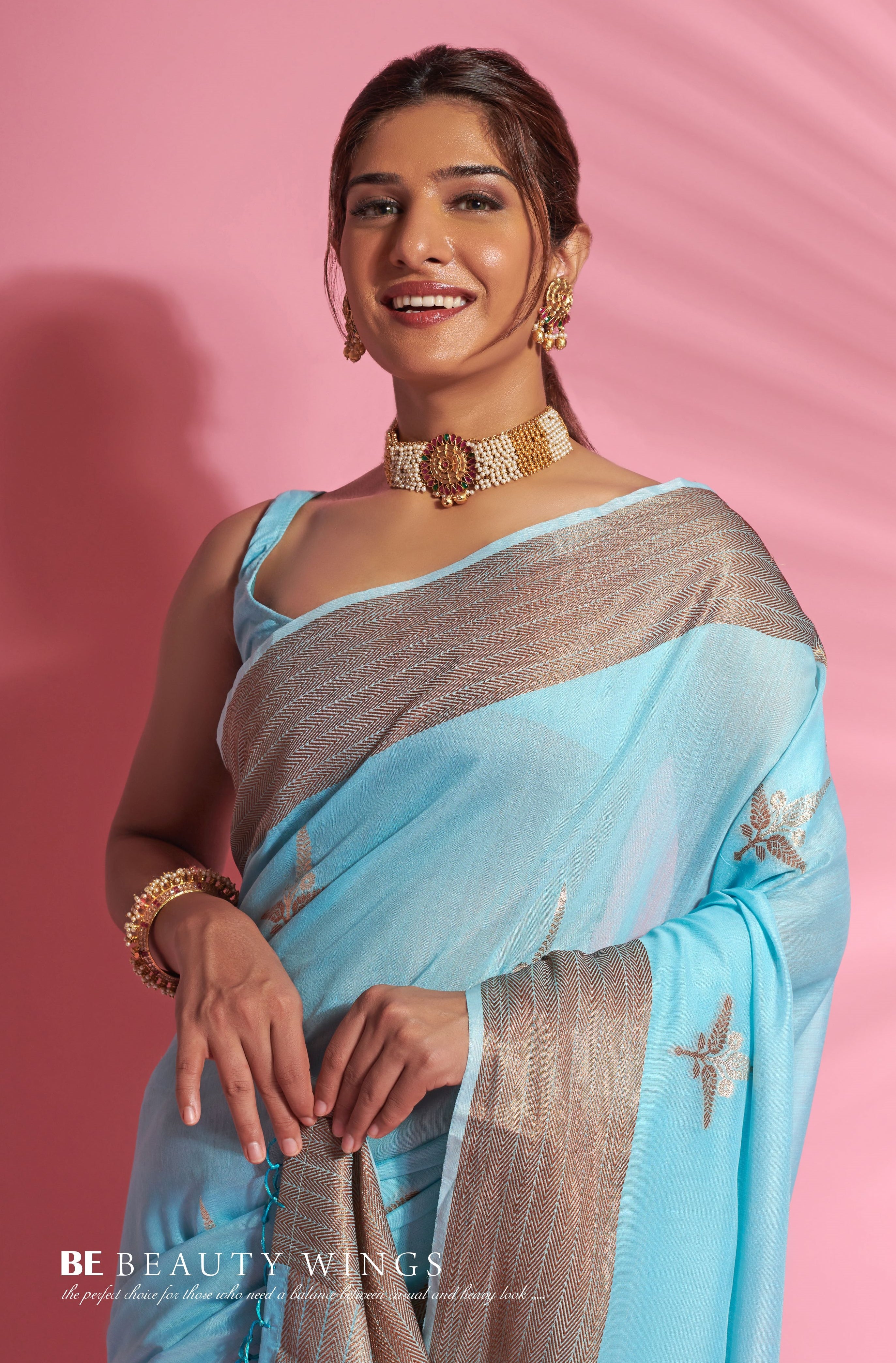 Blue Color Modal Cotton   Traditional Wear Silk Saree -Zareena  Collection YF#22900