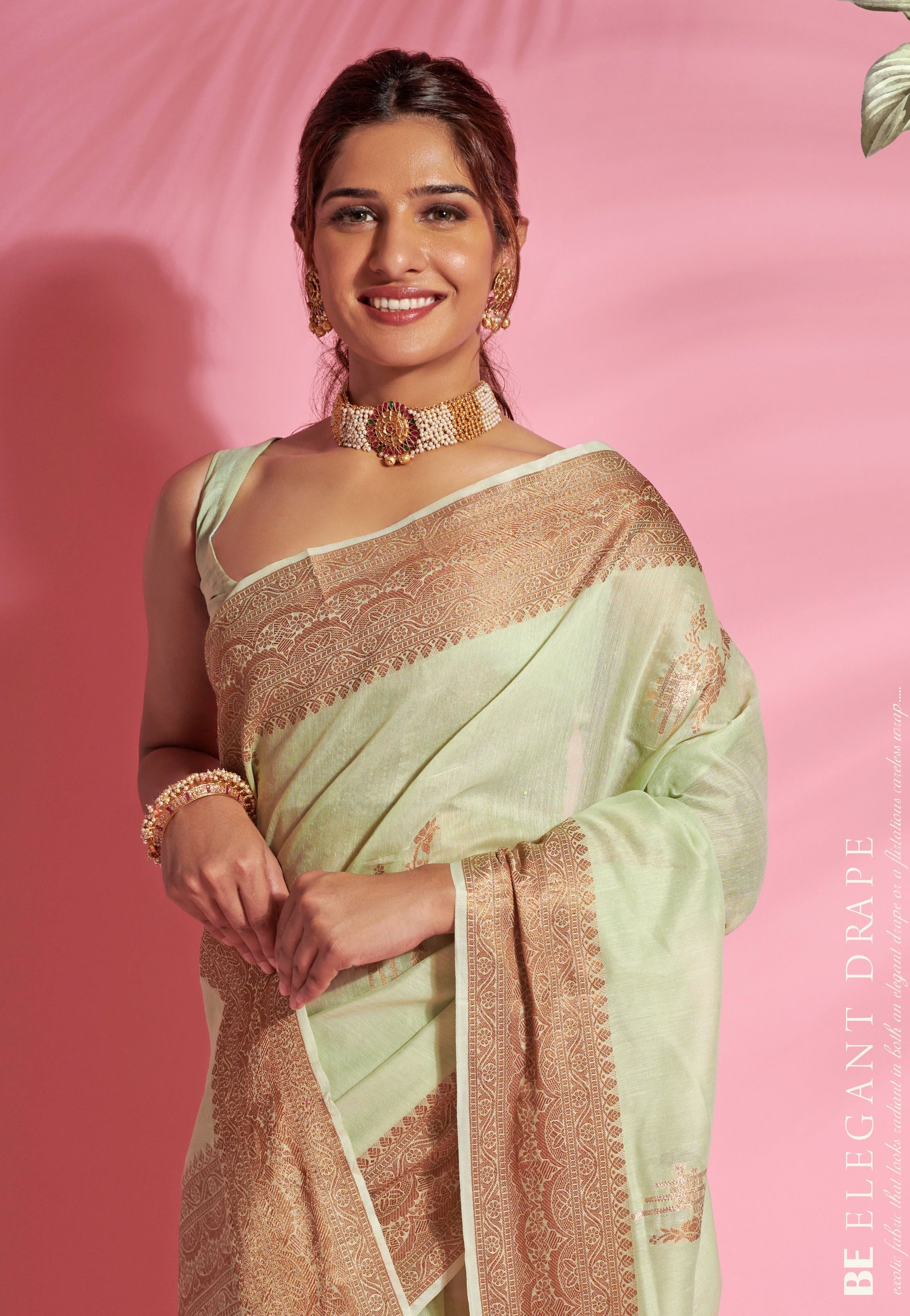 Pista Green Color Modal Cotton   Traditional Wear Silk Saree -Zareena  Collection YF#22901