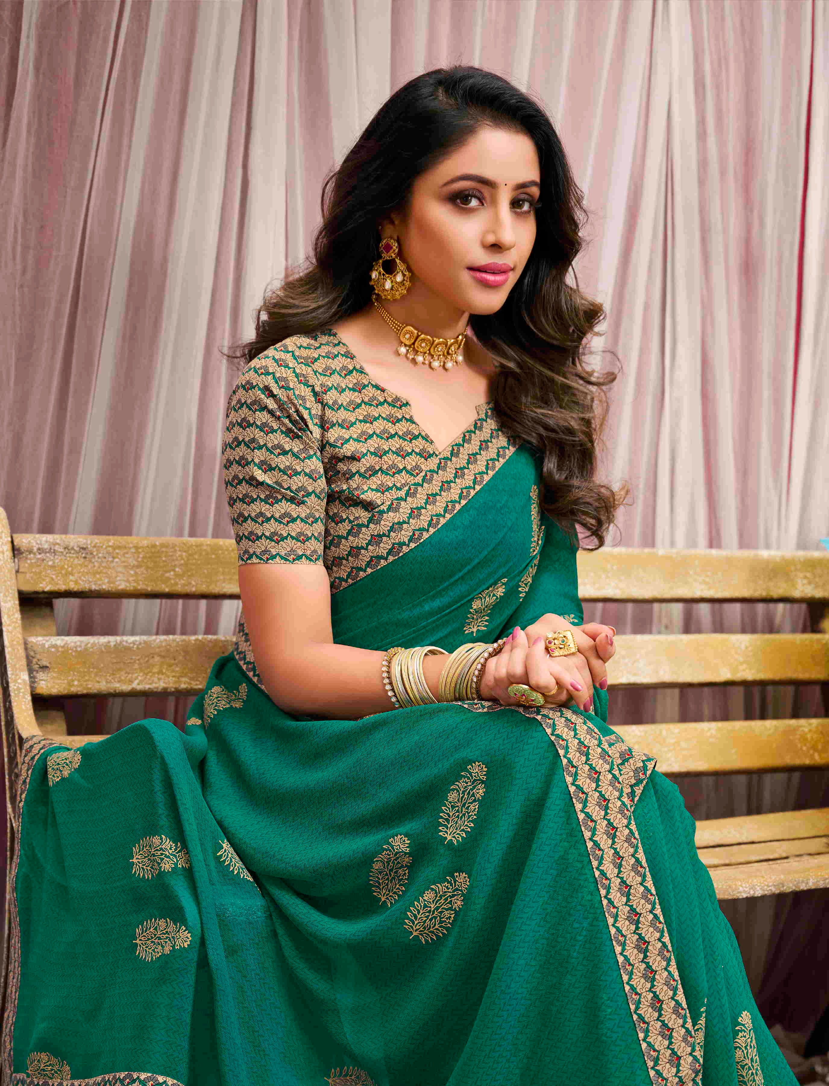 Green Color Georgette Saree  - Maghi  Collection YF#19980 - YellowFashion.in by Ozone Shield