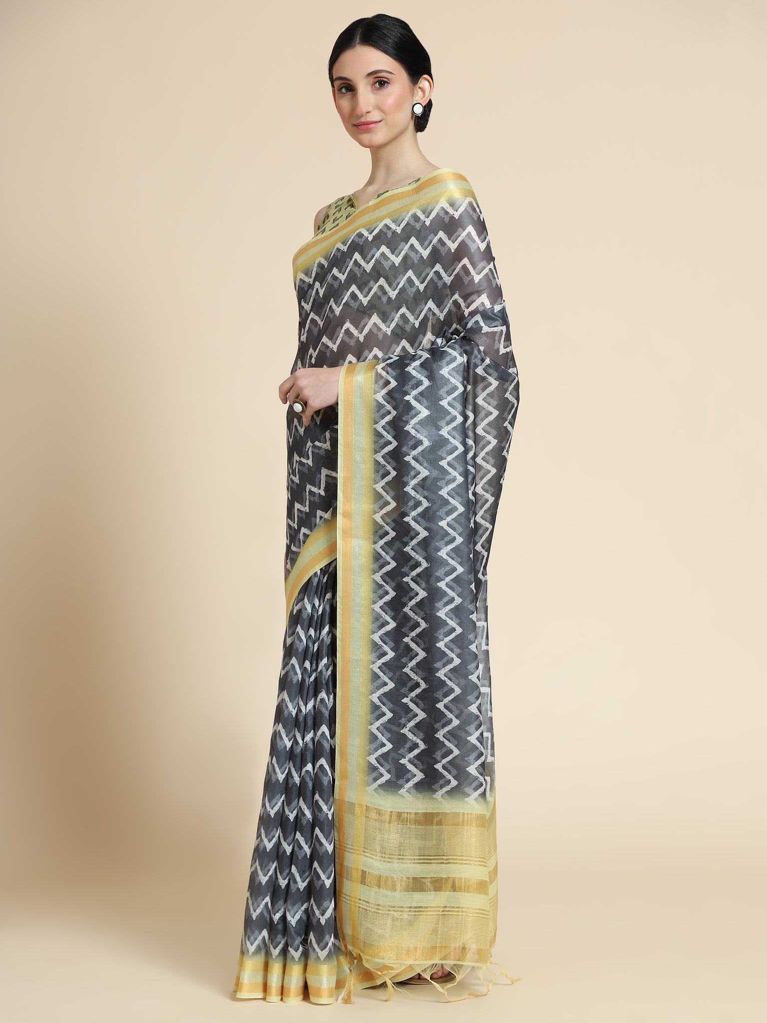 Black Color Chanderi Cotton Saree - Parthvi Collection YF#23053