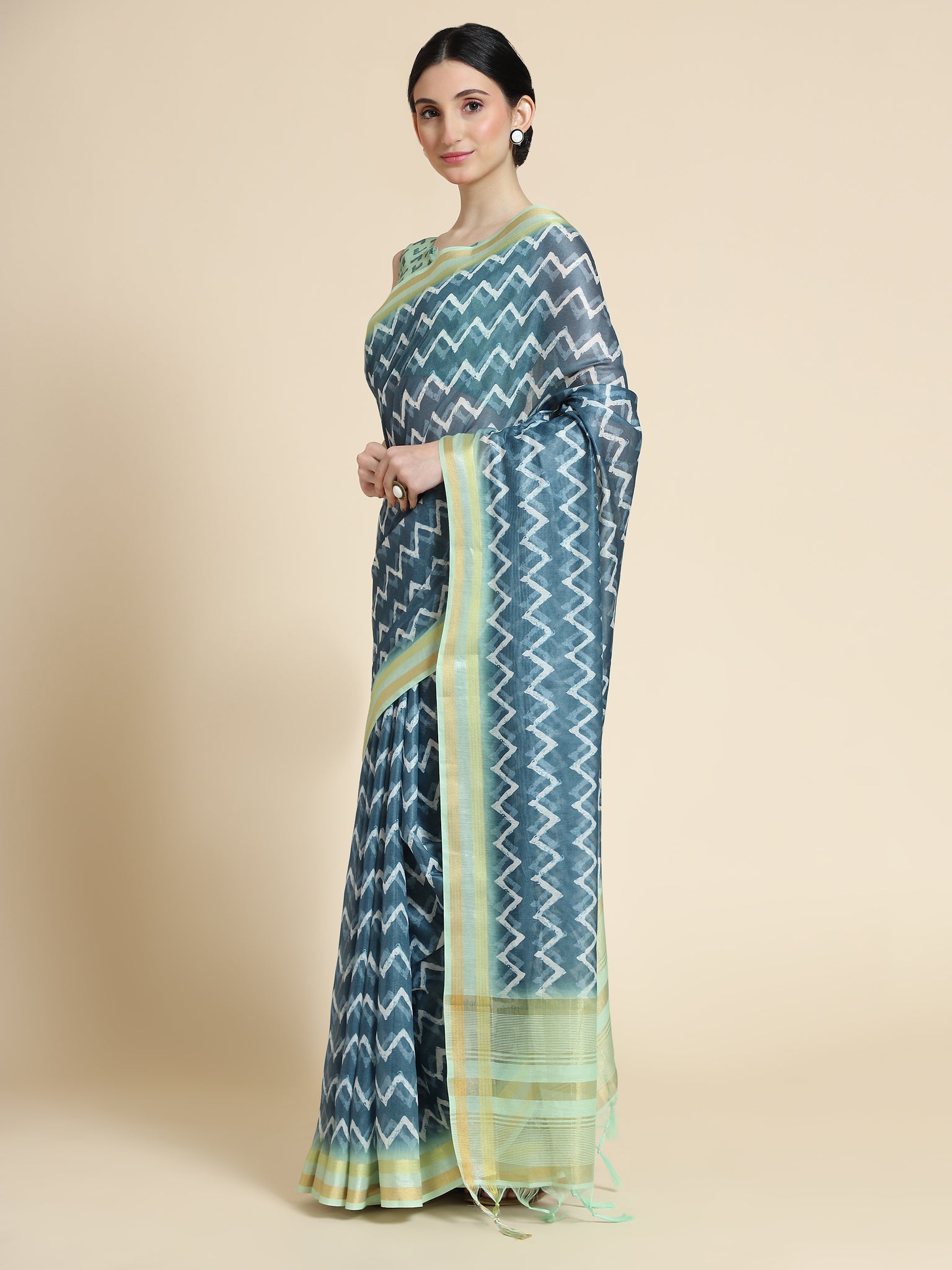 Blue Color Chanderi Cotton Saree - Parthvi Collection YF#23054