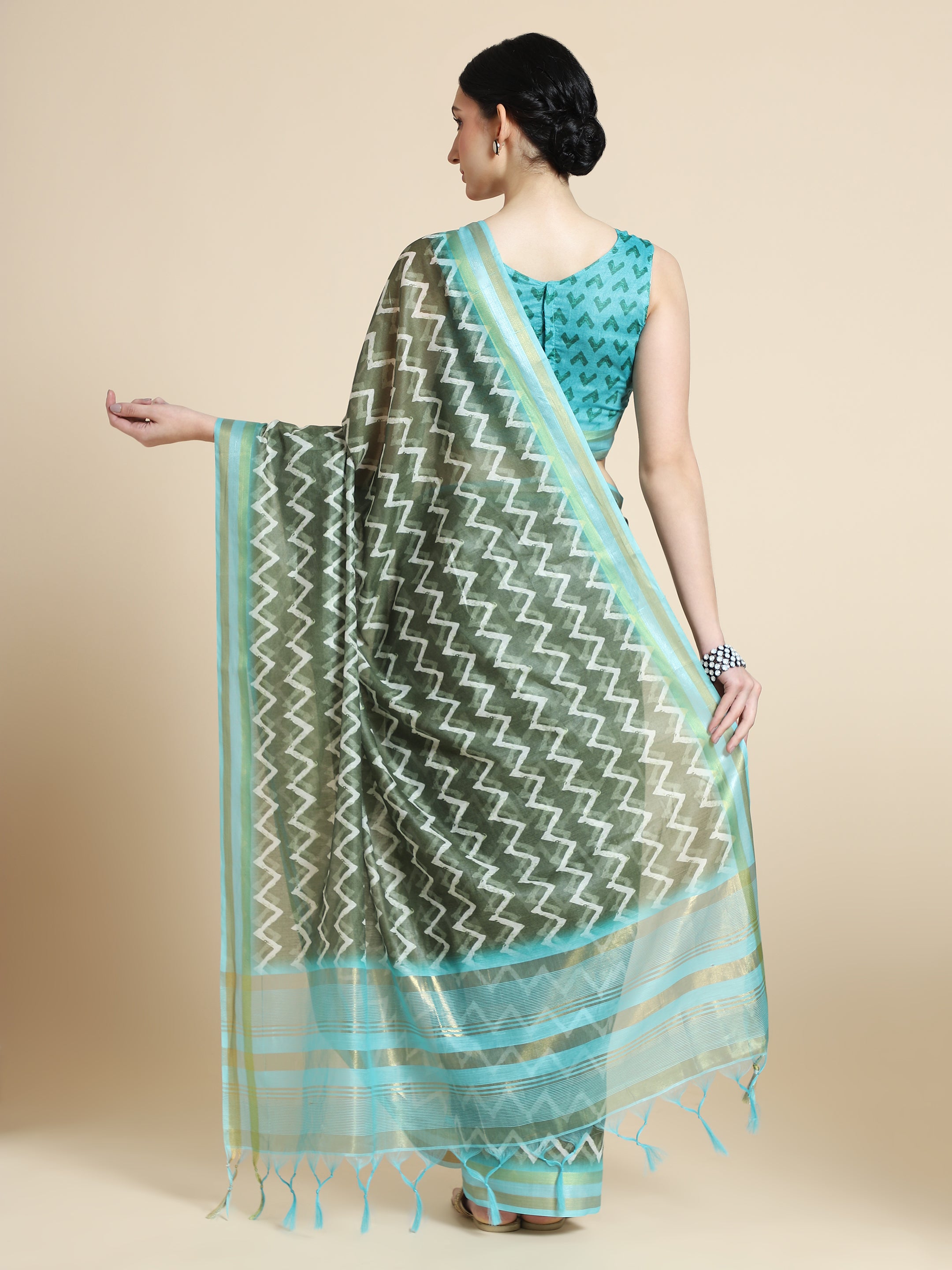 Bottle Green Color Chanderi Cotton Saree - Parthvi Collection YF#23055