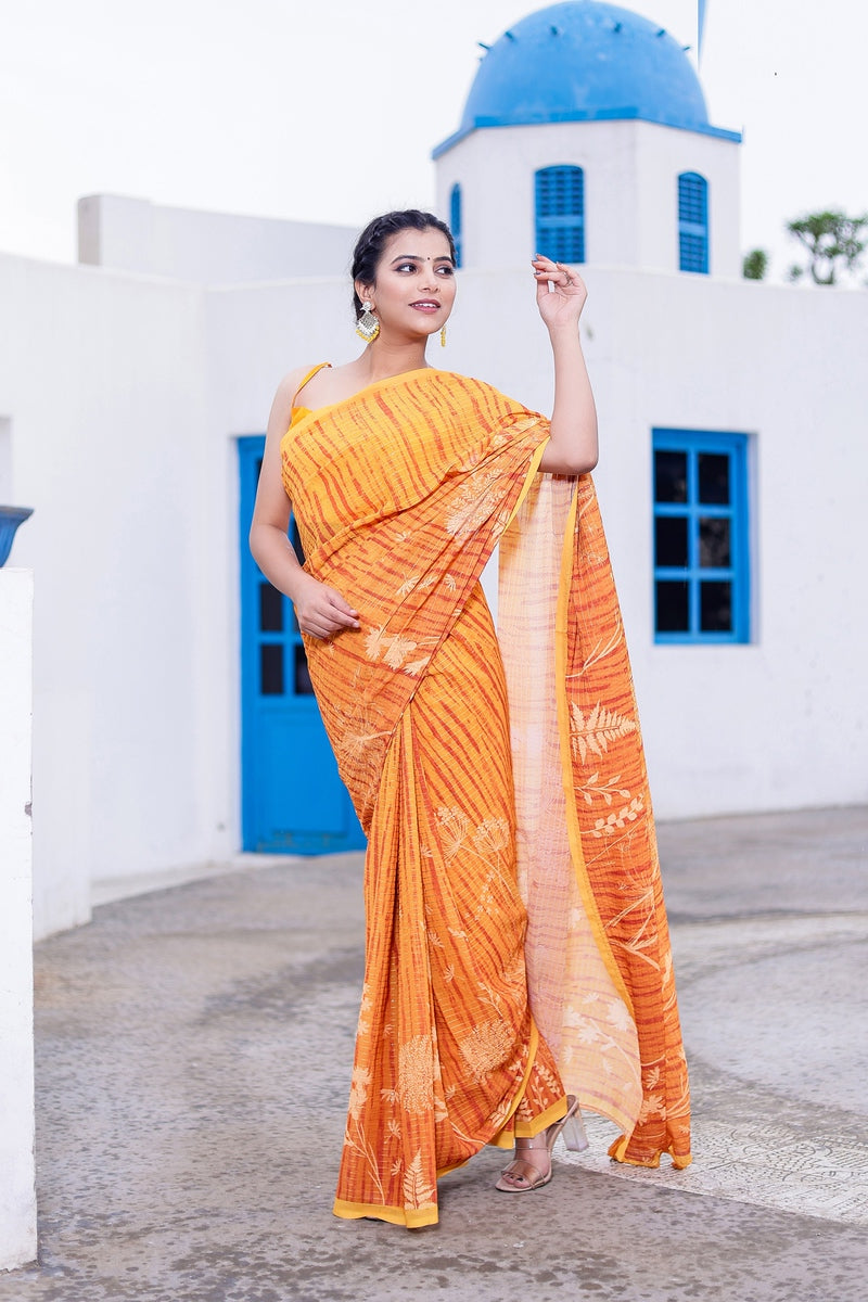 Yellow Color Faux Georgette Saree  - Shahin Collection YF#23897
