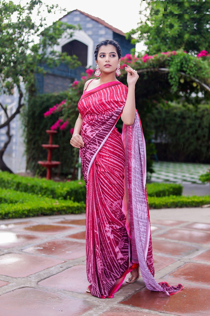 Red Color Faux Georgette Saree  - Shahin Collection YF#23901