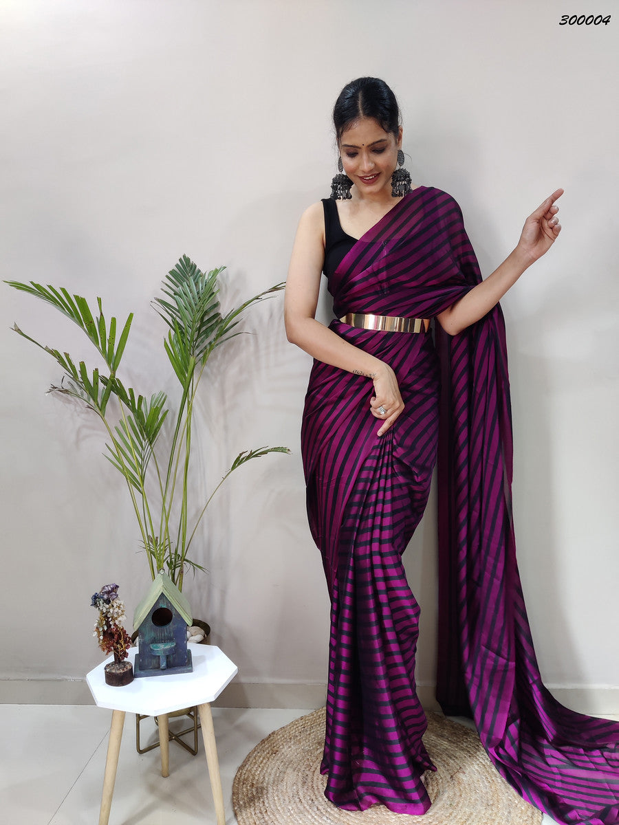 Purple and Black Color Rangoli Silk Ready to Wear Saree  - Rashya  Collection YF#23625