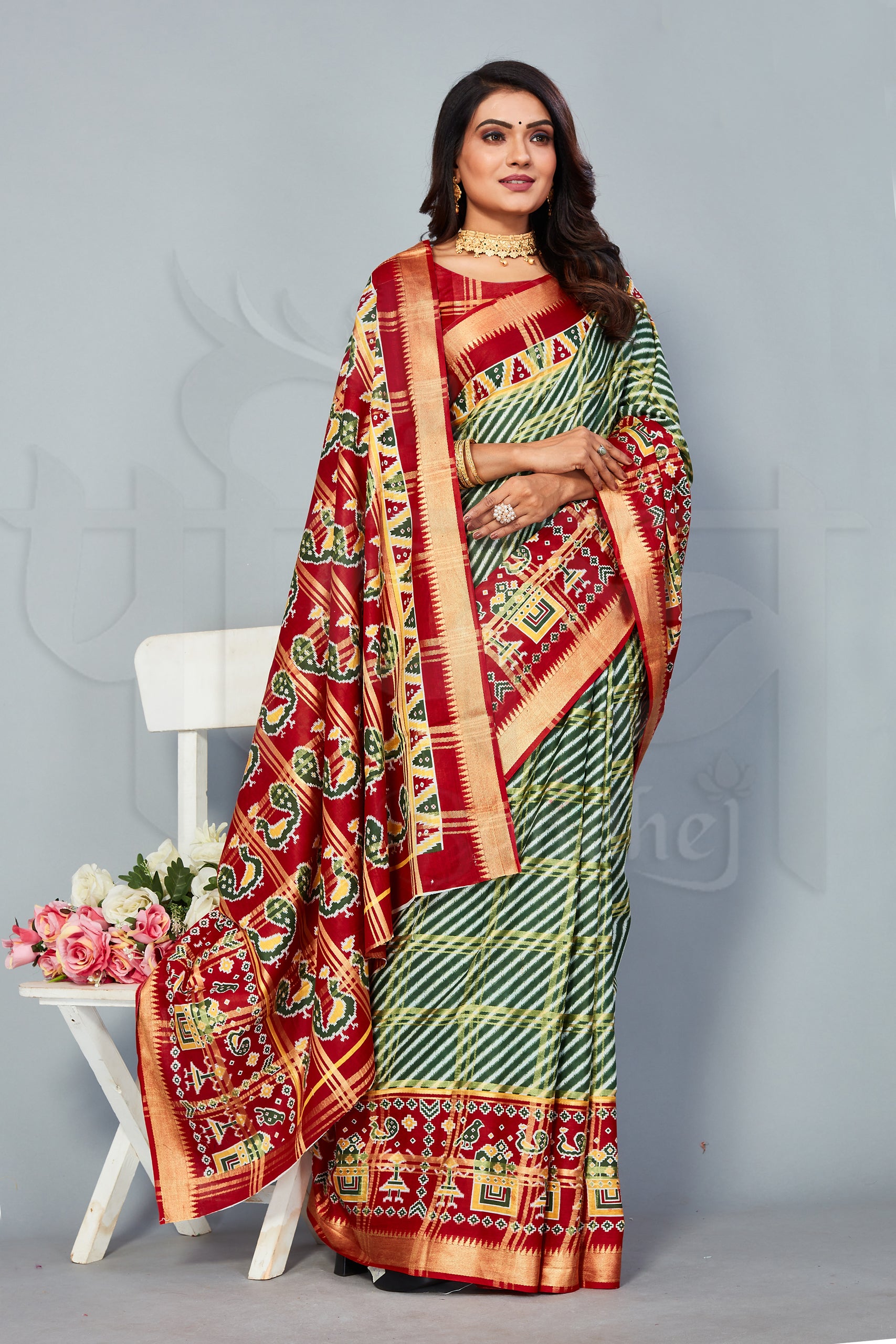Green and Red Color Zari Weaving Cotton Saree  - Jevin Collection YF#21985 - YellowFashion.in