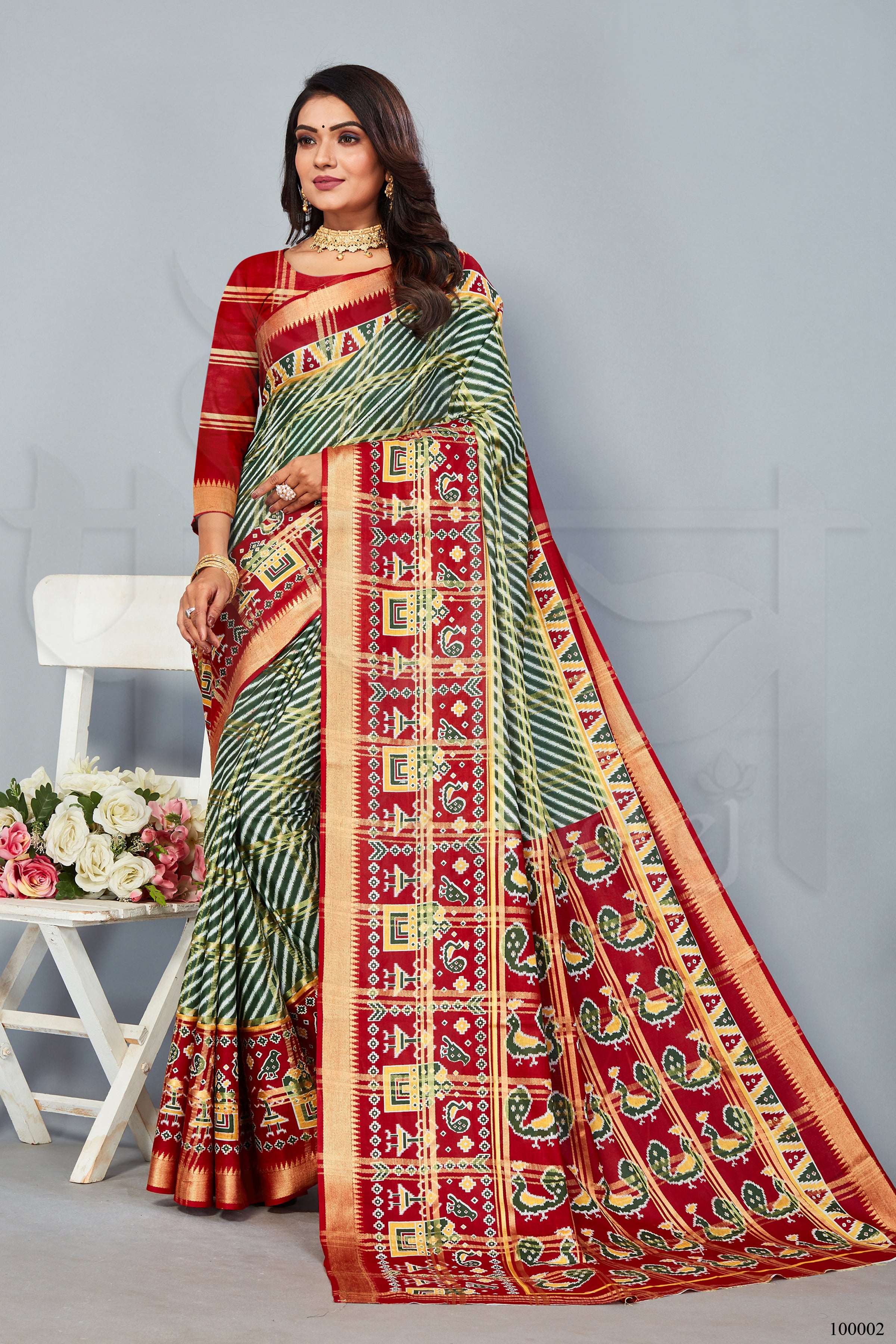 Green and Red Color Zari Weaving Cotton Saree  - Jevin Collection YF#21985 - YellowFashion.in