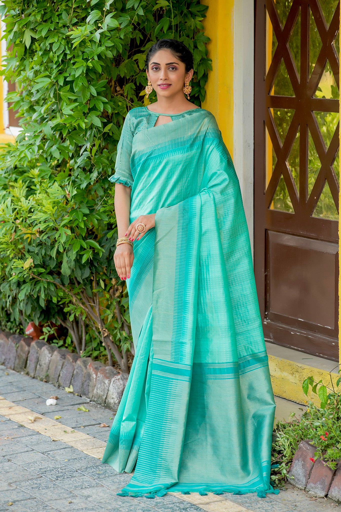 Sea Green Color South Silk Saree -Ziya Collection YF#22600
