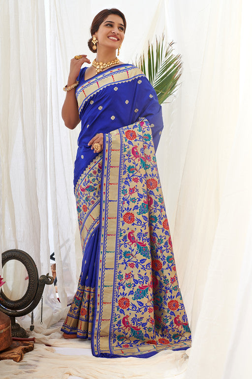 Royal Blue Color Paithani Silk Sarees -  Virha  Collection  YF#18264 - YellowFashion.in