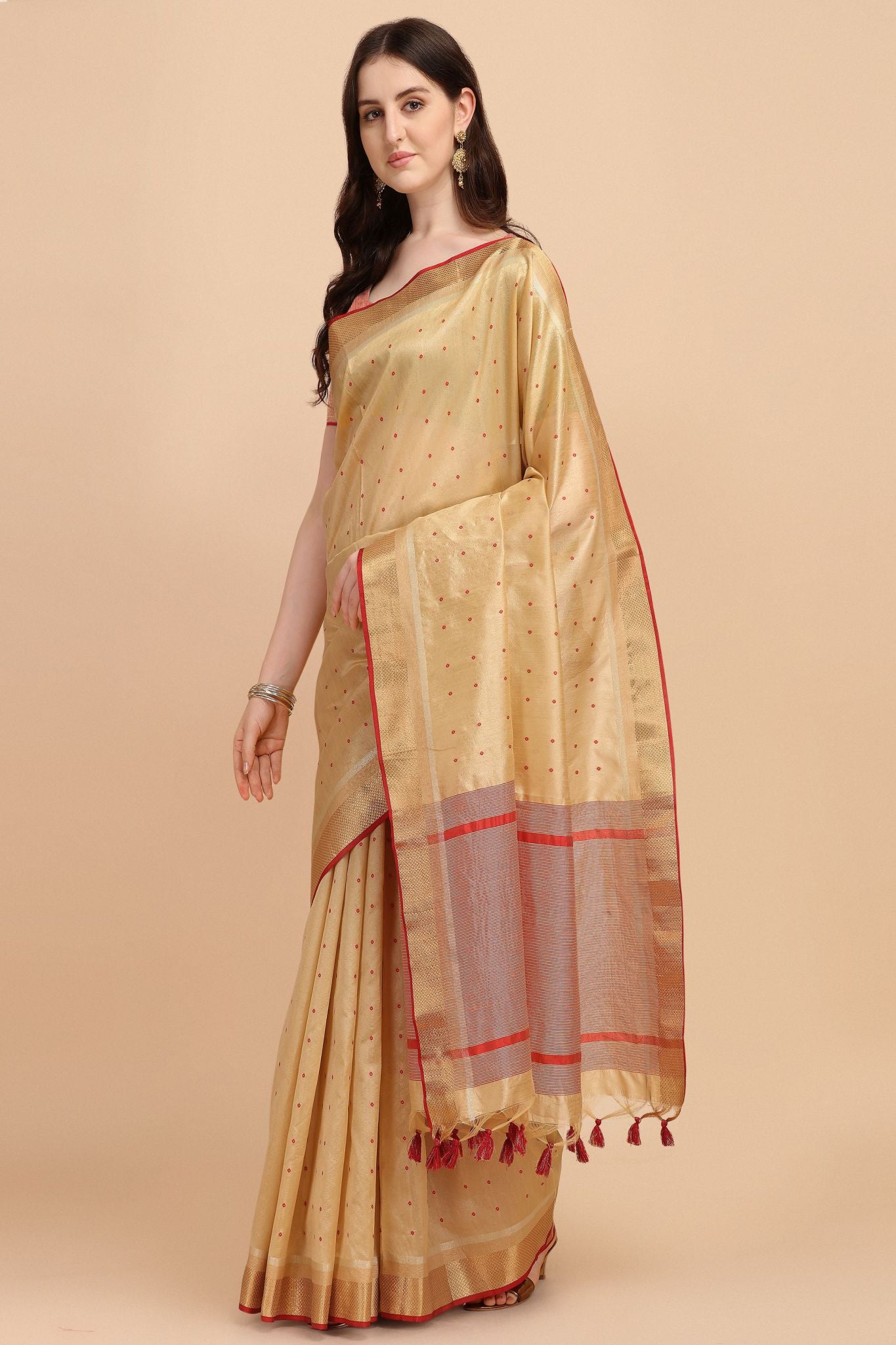 Beige Color Tussar Silk Saree  -  Maheera  Collection YF#23079